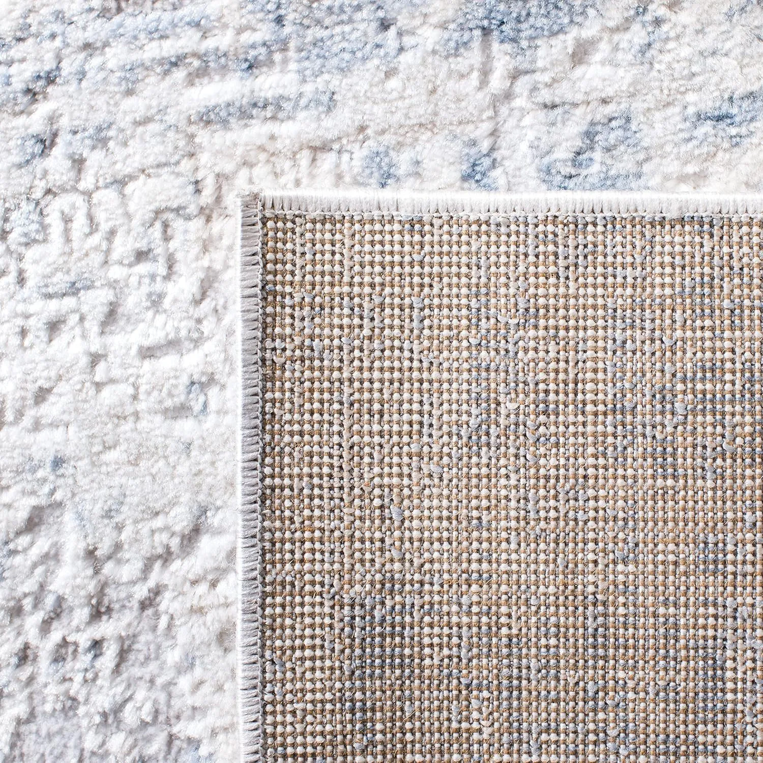 SAFAVIEH Amelia Collection Area Rug - 9' x 12', Ivory & Blue, Modern Abstract Design, Non-Shedding & Easy Care, Ideal for High Traffic Areas in Living Room, Bedroom (ALA700A)