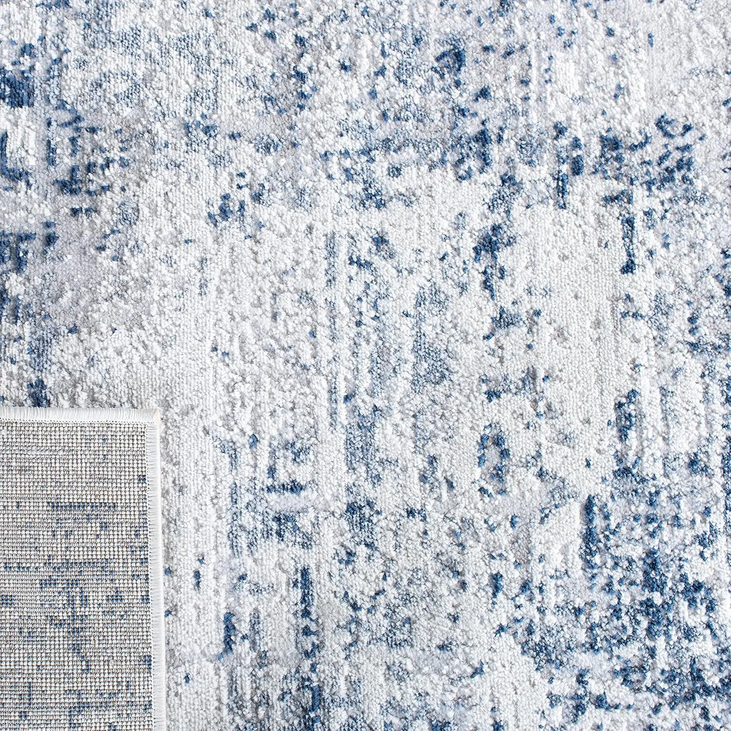 SAFAVIEH Amelia Collection Area Rug - 9' x 12', Ivory & Navy, Modern Abstract Design, Non-Shedding & Easy Care, Ideal for High Traffic Areas in Living Room, Bedroom (ALA700B)