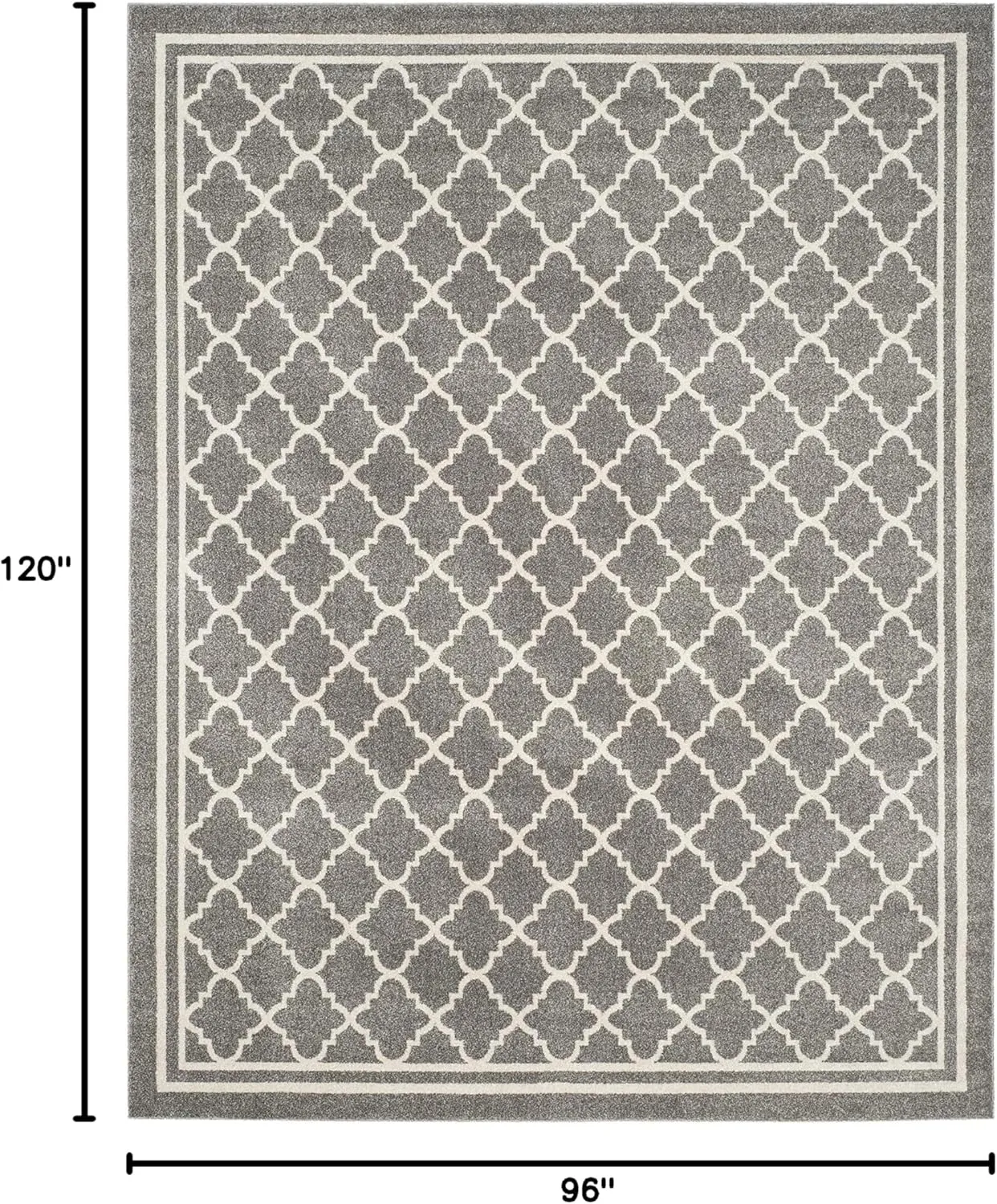 SAFAVIEH Amherst Collection Area Rug - 8' x 10', Dark Grey & Beige, Moroccan Trellis Design, Non-Shedding & Easy Care, Ideal for High Traffic Areas in Living Room, Bedroom (AMT422R)