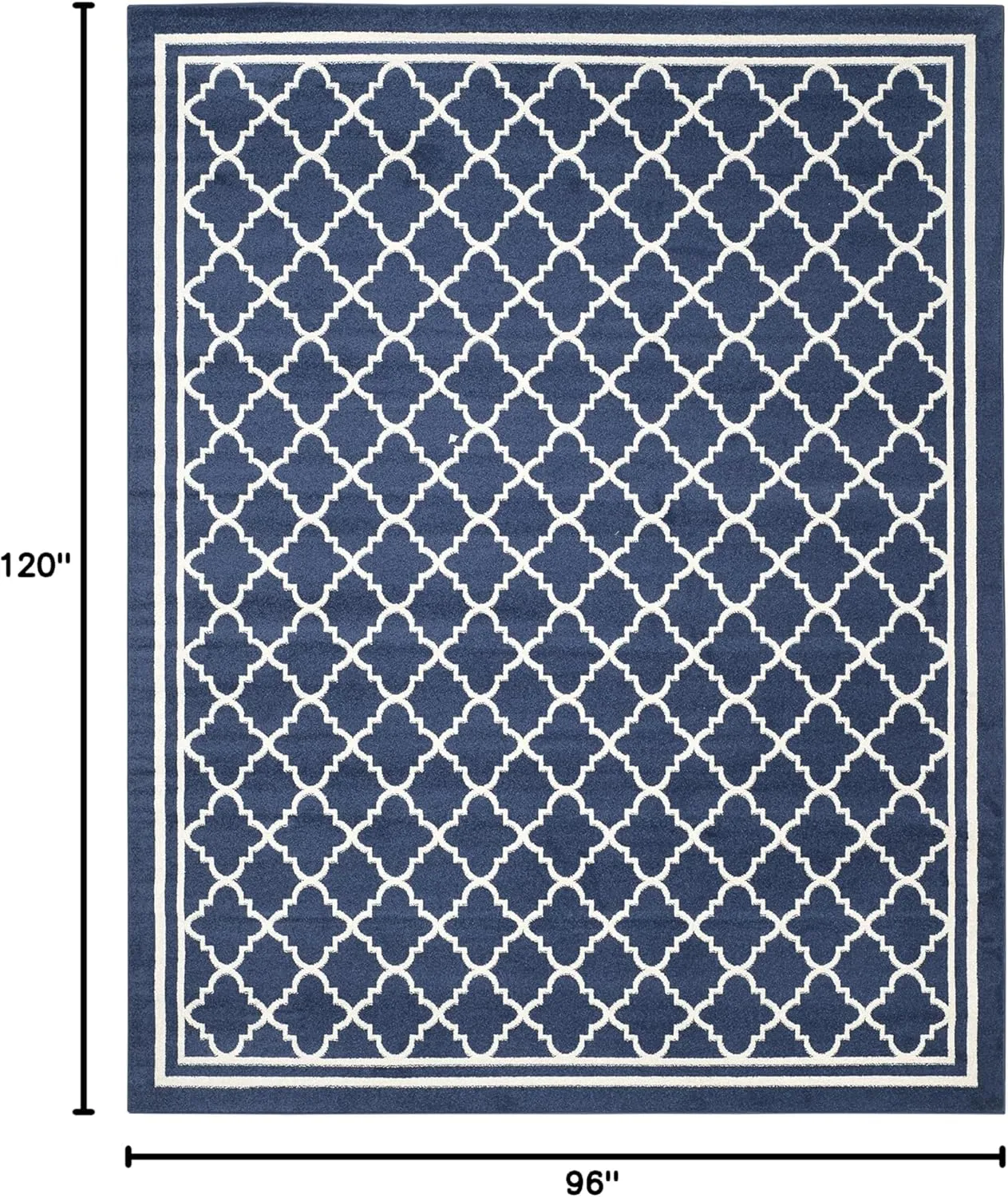 SAFAVIEH Amherst Collection Area Rug - 8' x 10', Navy & Beige, Moroccan Trellis Design, Non-Shedding & Easy Care, Ideal for High Traffic Areas in Living Room, Bedroom (AMT422P)