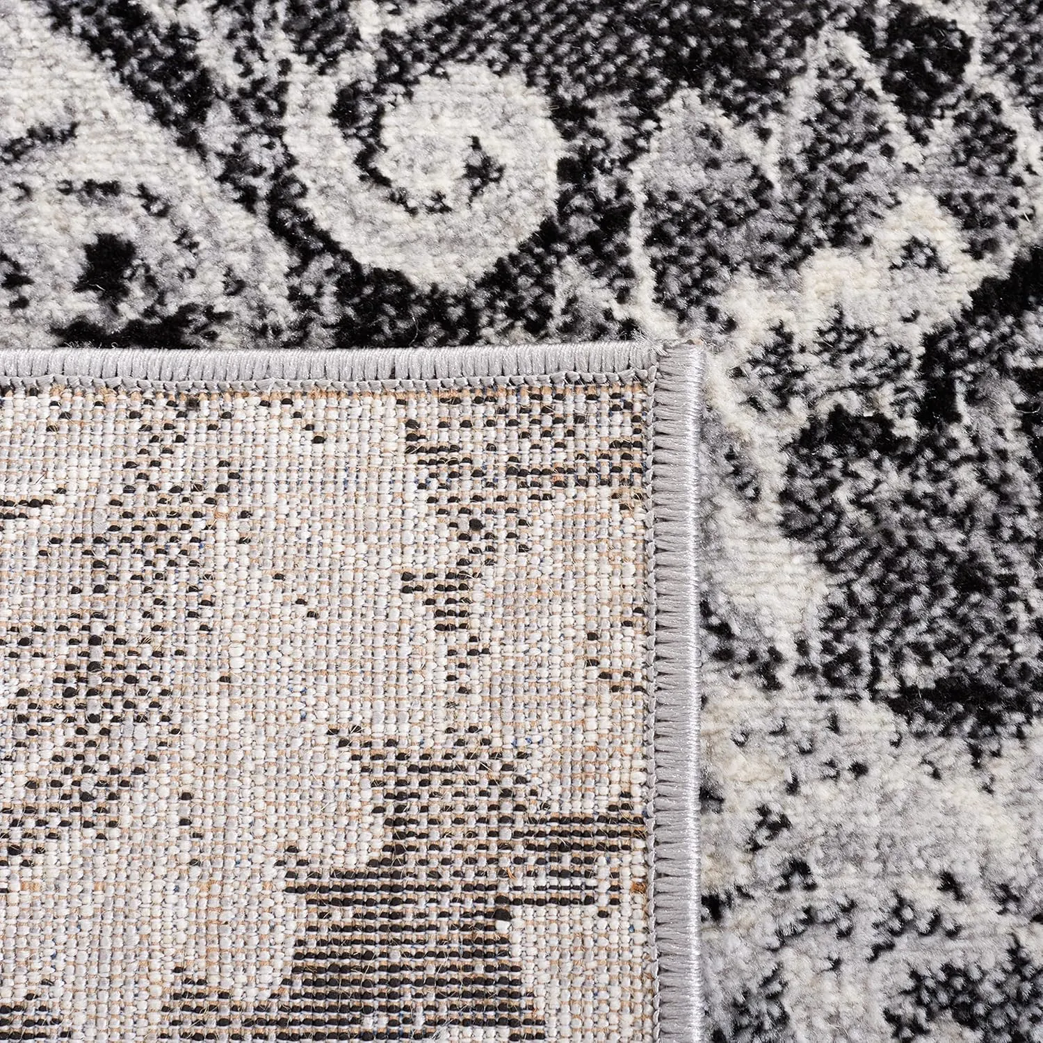Safavieh Area Rug 8x10 - Brentwood Collection - Large - Black & Ivory, Diamond Damask Design, Non-Shedding & Easy Cleaning, Ideal for Living Room, Bedroom, Office, Dining Space (BNT827Z)