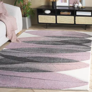 SAFAVIEH Area Rug 8x10 - Hollywood Collection - Large - Ivory & Purple, Modern Design, Non-Shedding & Easy Cleaning, Ideal for Living Room, Bedroom, Office, Dining Space (HLW703C)