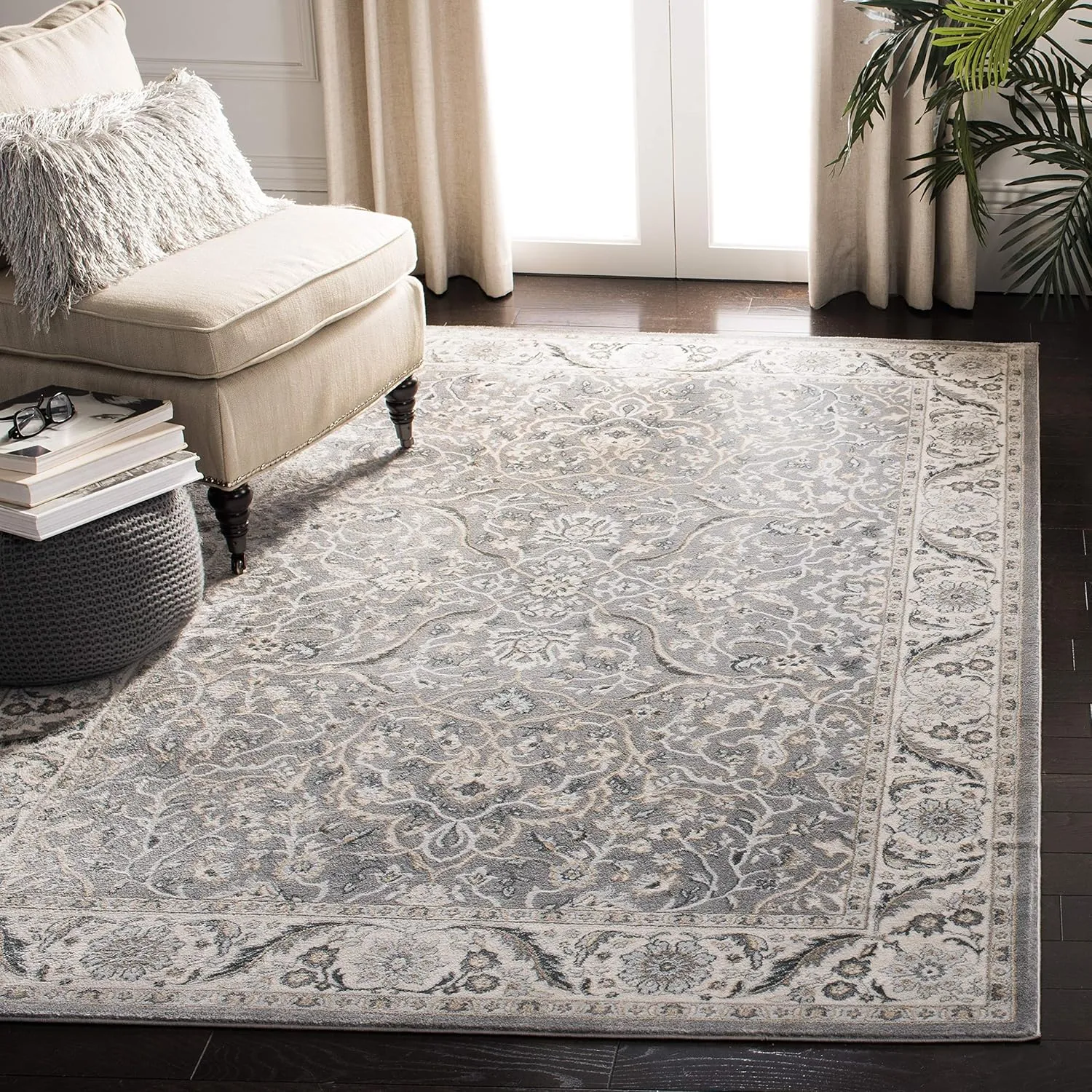 SAFAVIEH Area Rug 8x10 - Isabella Collection - Large - Grey & Dark Grey, Oriental Design, Non-Shedding & Easy Cleaning, Ideal for Living Room, Bedroom, Office, Dining Space (ISA912H)