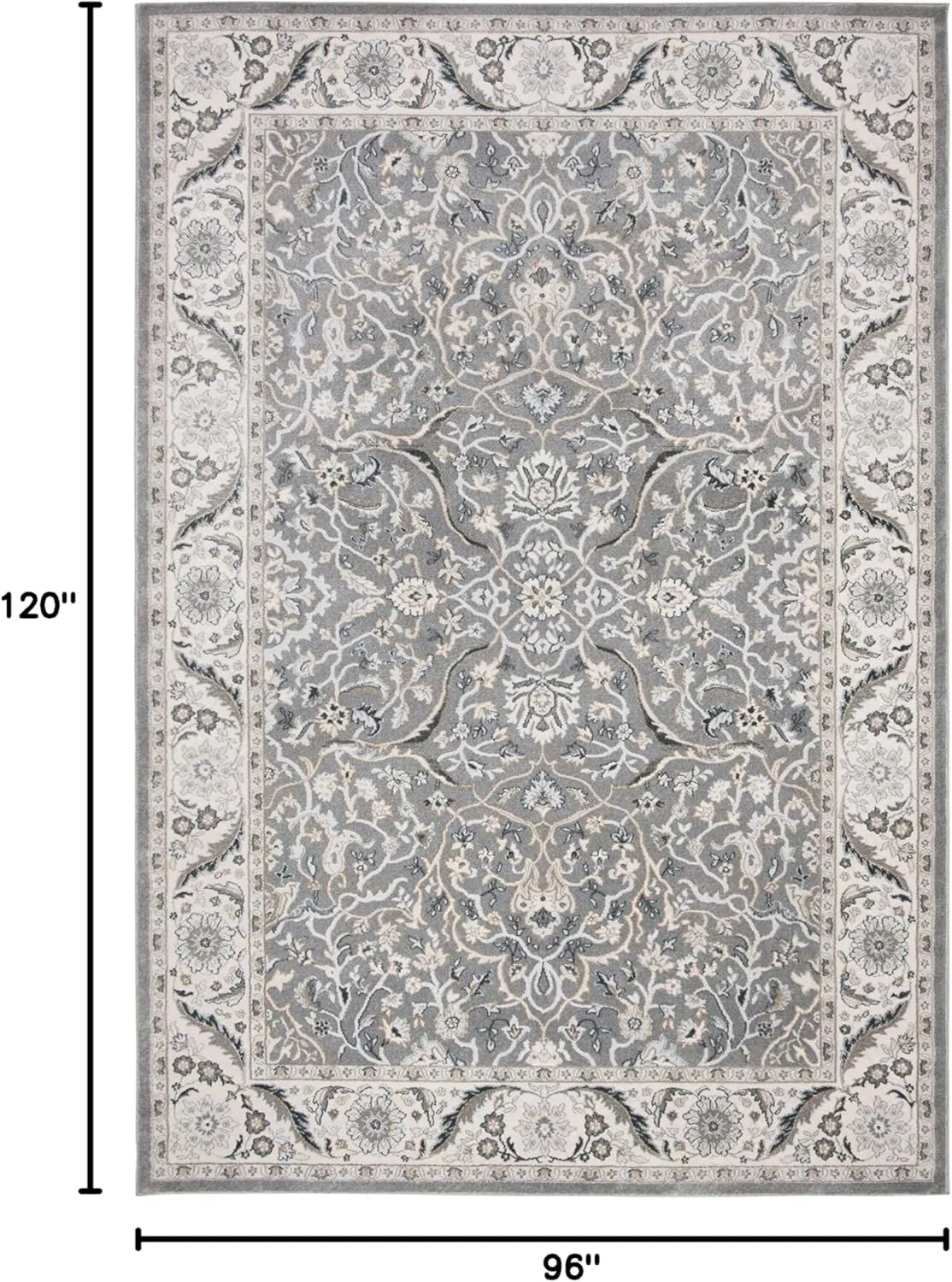 SAFAVIEH Area Rug 8x10 - Isabella Collection - Large - Grey & Dark Grey, Oriental Design, Non-Shedding & Easy Cleaning, Ideal for Living Room, Bedroom, Office, Dining Space (ISA912H)