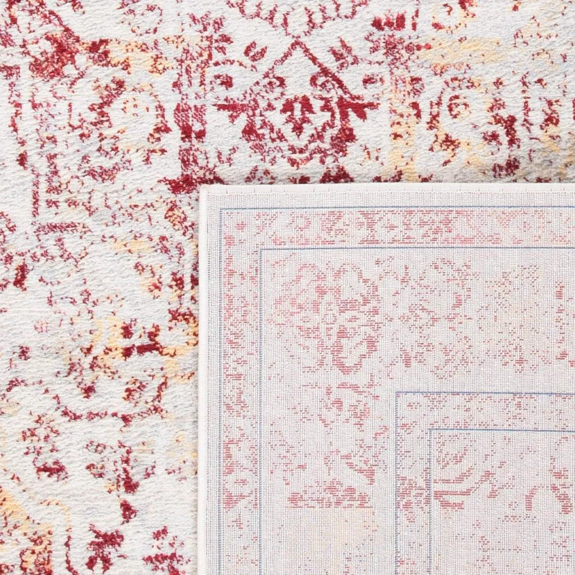 SAFAVIEH Brentwood Collection 8' x 10' Ivory/Red BNT832C Medallion Distressed Non-Shedding Living Room Bedroom Dining Home Office Area Rug