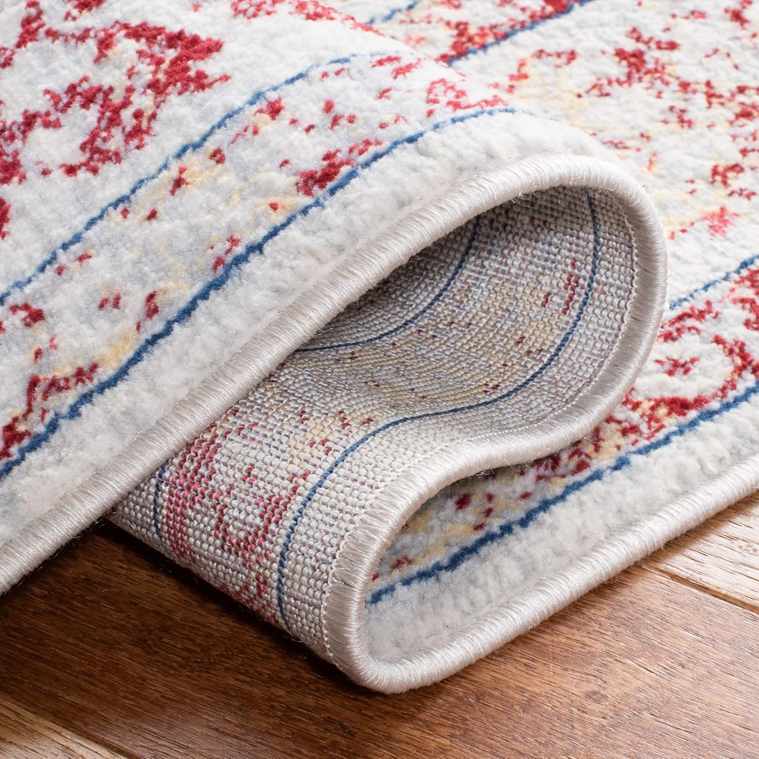 SAFAVIEH Brentwood Collection 8' x 10' Ivory/Red BNT832C Medallion Distressed Non-Shedding Living Room Bedroom Dining Home Office Area Rug