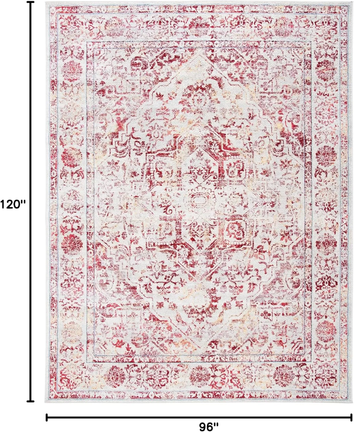 SAFAVIEH Brentwood Collection 8' x 10' Ivory/Red BNT832C Medallion Distressed Non-Shedding Living Room Bedroom Dining Home Office Area Rug