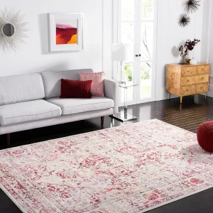 SAFAVIEH Brentwood Collection 8' x 10' Ivory/Red BNT832C Medallion Distressed Non-Shedding Living Room Bedroom Dining Home Office Area Rug