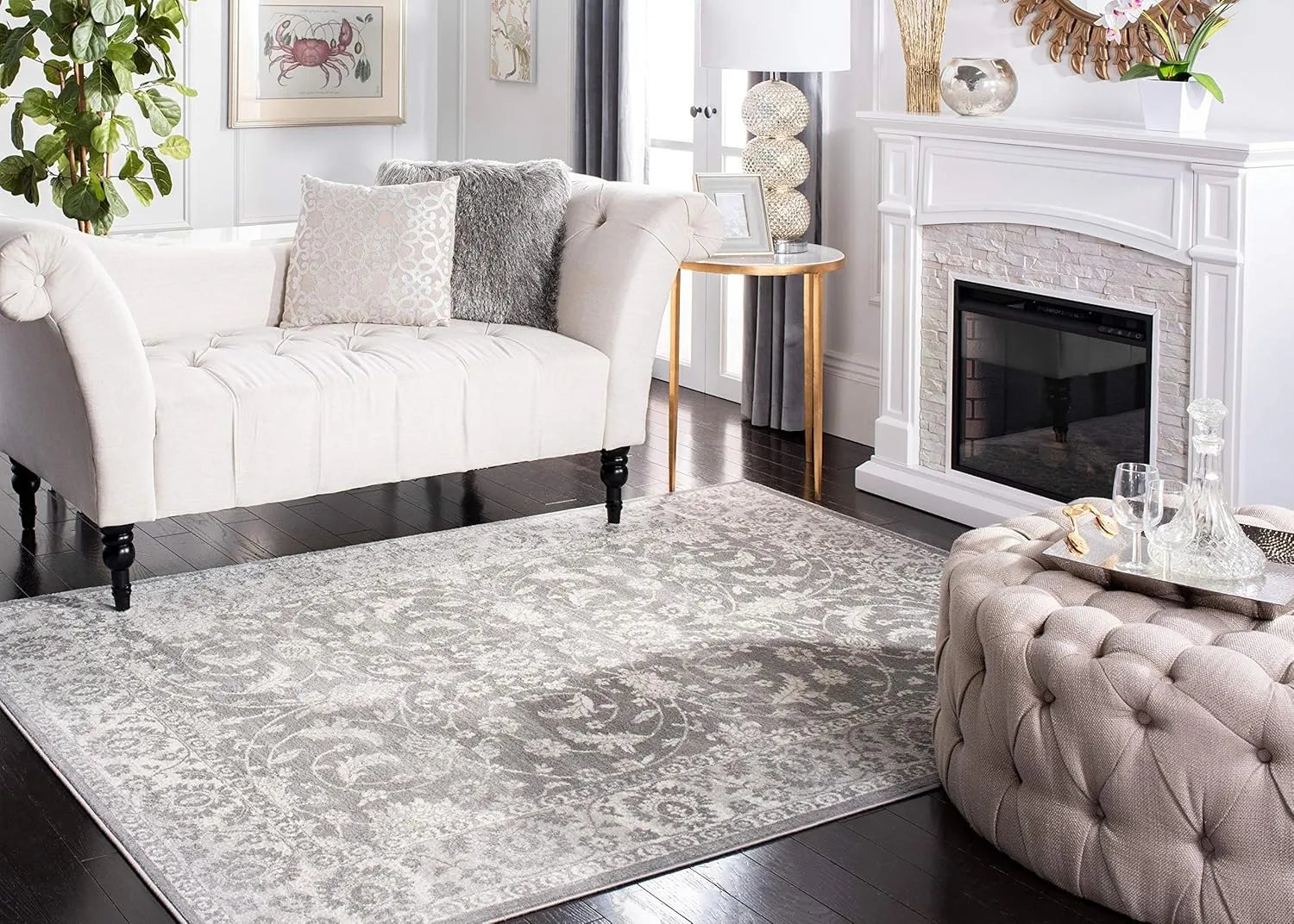 SAFAVIEH Brentwood Collection Area Rug - 8' x 10', Cream & Grey, Traditional Oriental Design, Non-Shedding & Easy Care, Ideal for High Traffic Areas in Living Room, Bedroom (BNT844B)
