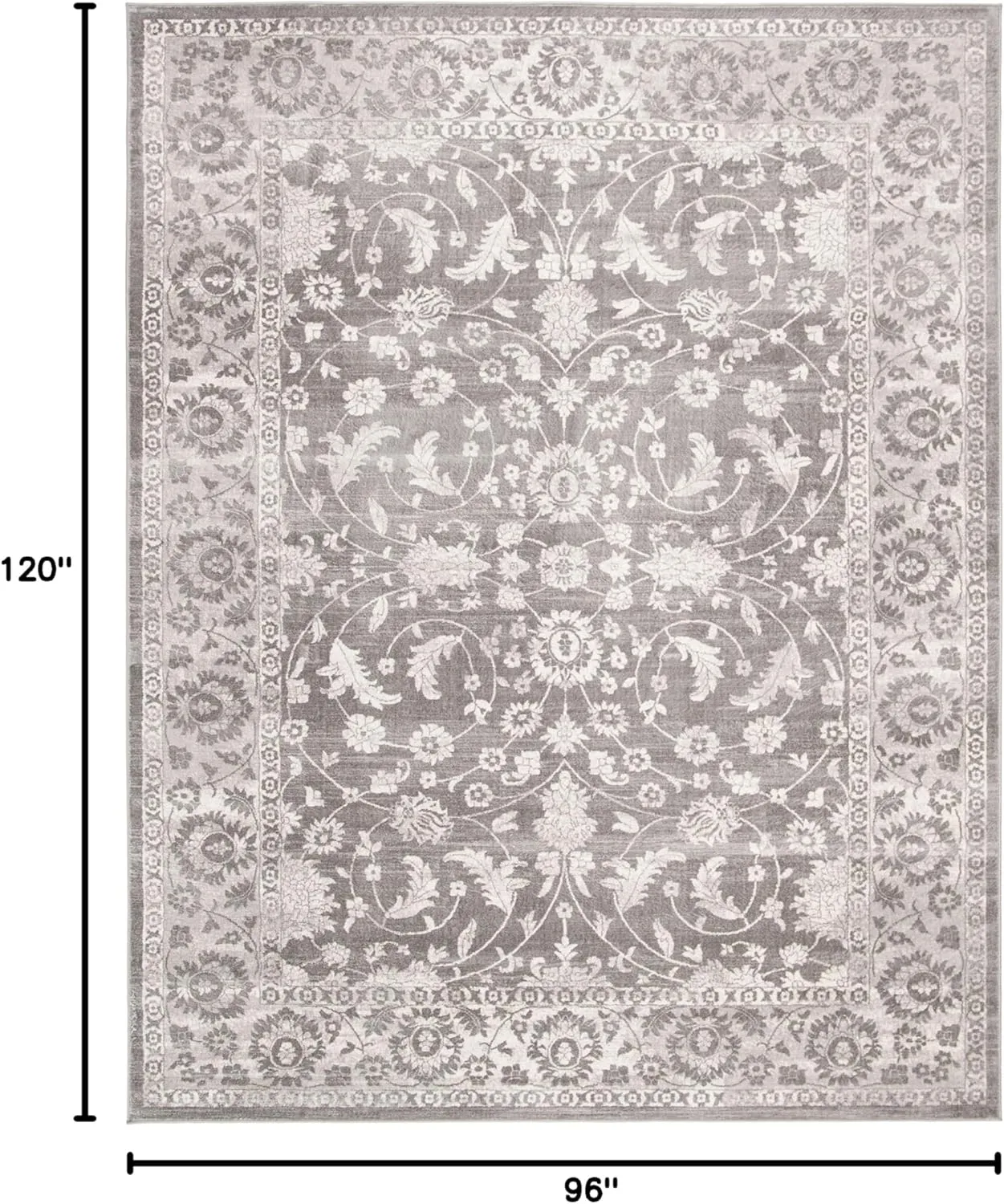 SAFAVIEH Brentwood Collection Area Rug - 8' x 10', Cream & Grey, Traditional Oriental Design, Non-Shedding & Easy Care, Ideal for High Traffic Areas in Living Room, Bedroom (BNT844B)