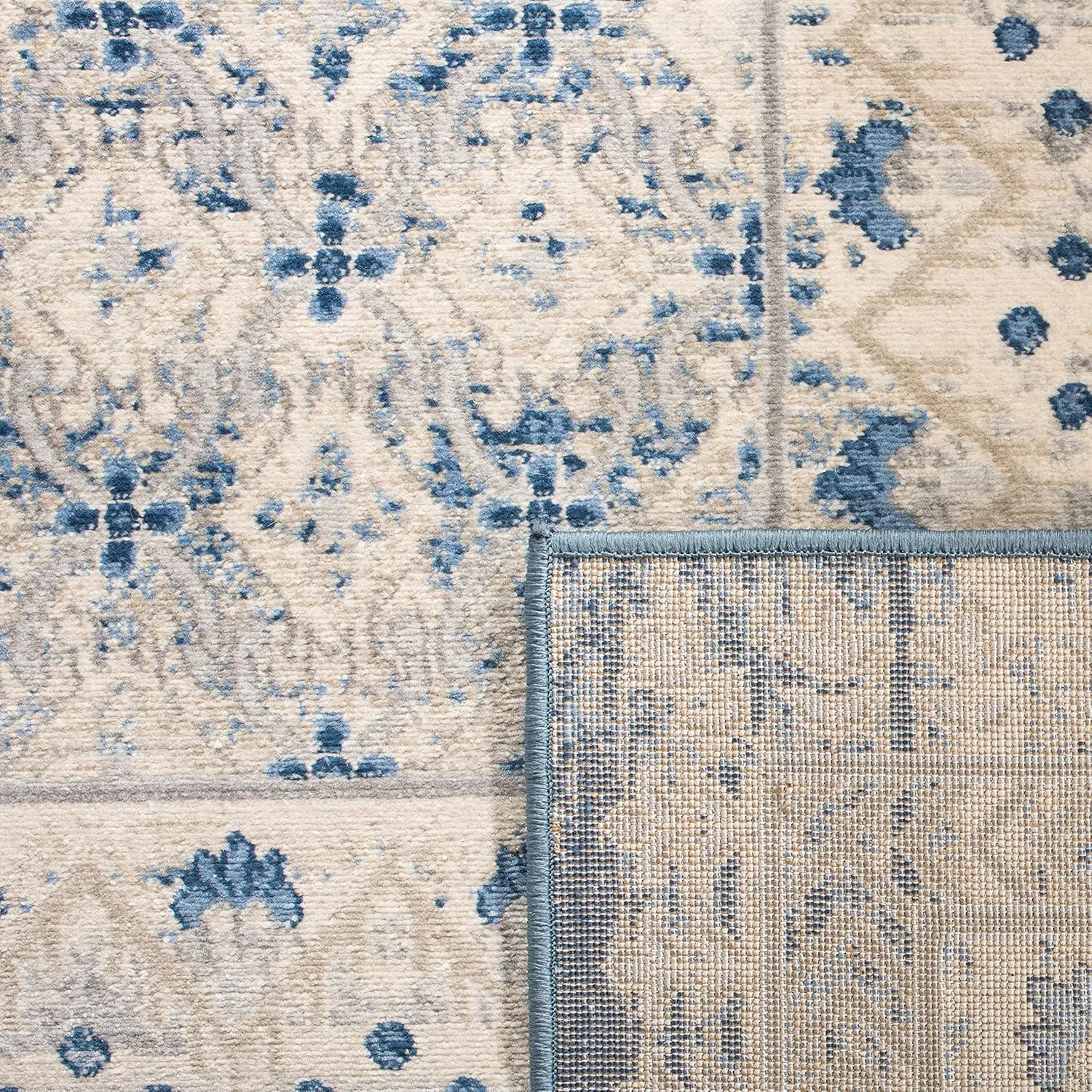 SAFAVIEH Brentwood Collection Area Rug - 8' x 10', Light Grey & Blue, Traditional Oriental Distressed Design, Non-Shedding & Easy Care, Ideal for High Traffic Areas in Living Room, Bedroom (BNT899G)