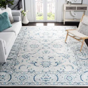 SAFAVIEH Brentwood Collection Area Rug - 9' x 12', Light Grey & Blue, Oriental Floral Scroll Design, Non-Shedding & Easy Care, Ideal for High Traffic Areas in Living Room, Bedroom (BNT854G)