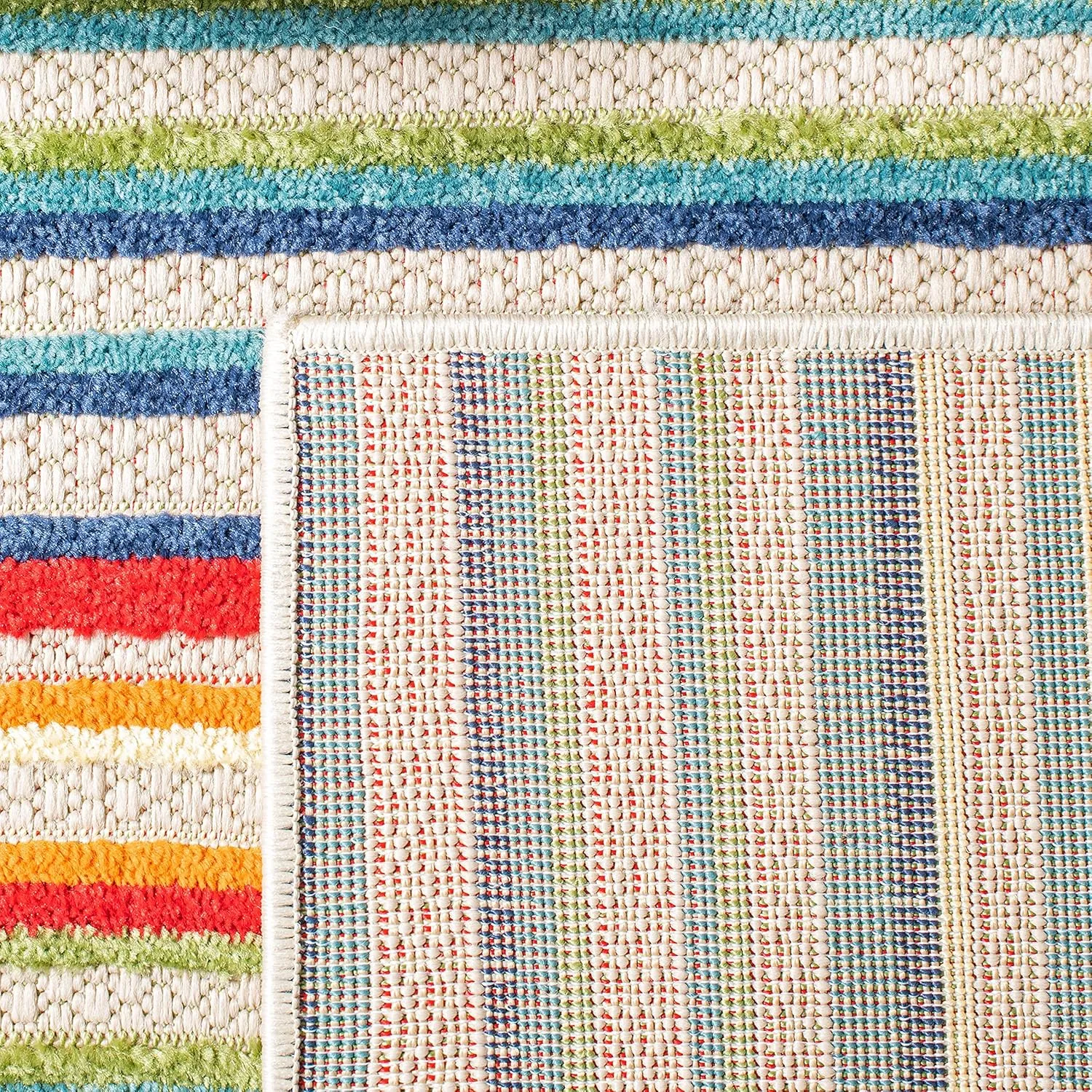 SAFAVIEH Cabana Collection 2'2" x 11' Ivory/Green CBN323A Stripe Indoor/ Outdoor Non-Shedding Easy Cleaning Patio Backyard Porch Deck Mudroom Runner Rug