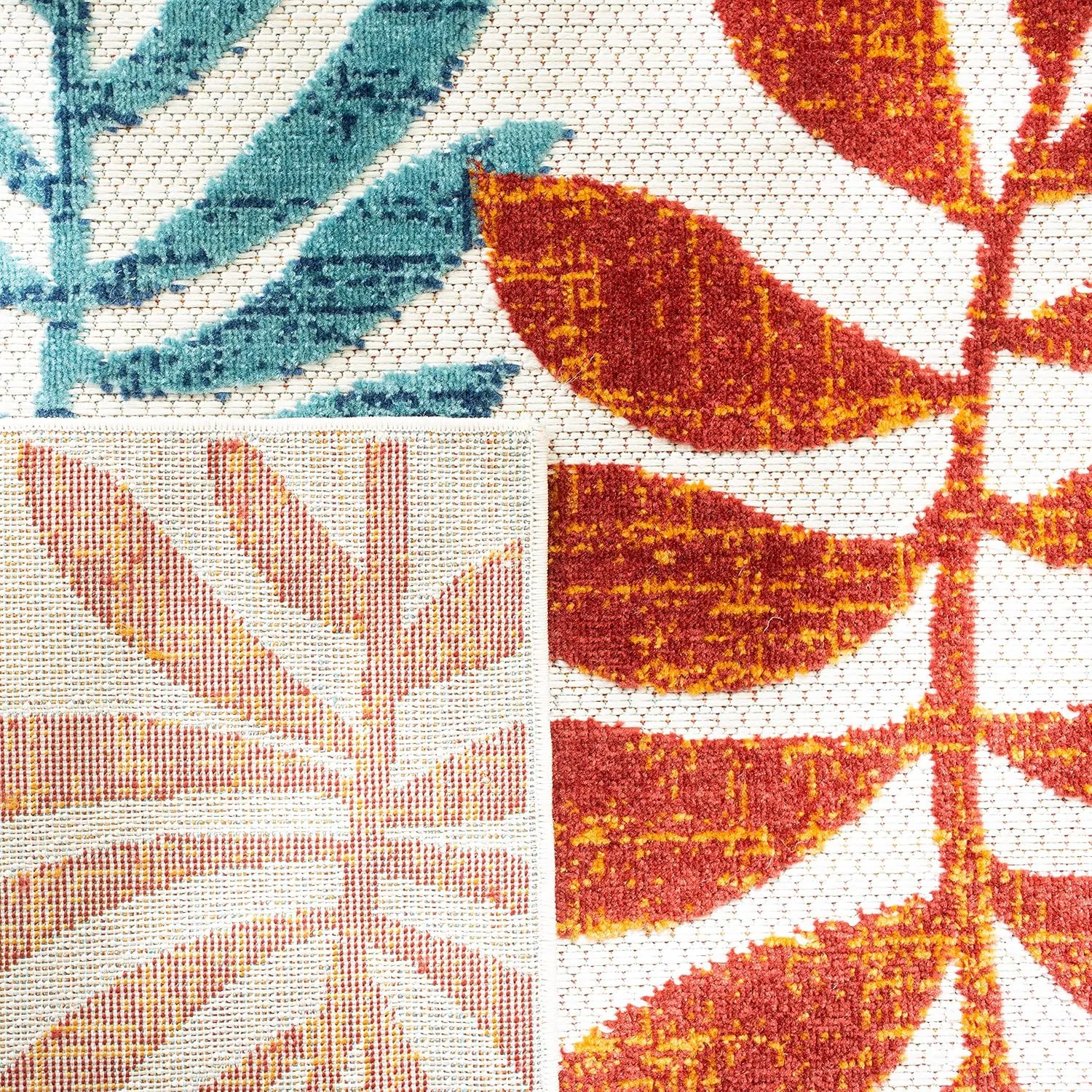 SAFAVIEH Cabana Collection Area Rug - 8' x 10', Creme & Red, Botanical Design, Non-Shedding & Easy Care, Indoor/Outdoor & Washable-Ideal for Patio, Backyard, Mudroom (CBN814A)