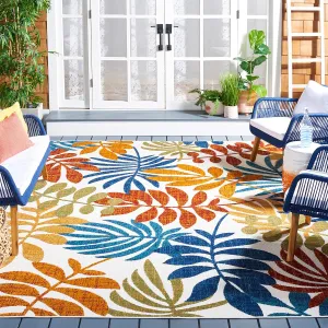 SAFAVIEH Cabana Collection Area Rug - 8' x 10', Creme & Red, Botanical Design, Non-Shedding & Easy Care, Indoor/Outdoor & Washable-Ideal for Patio, Backyard, Mudroom (CBN814A)
