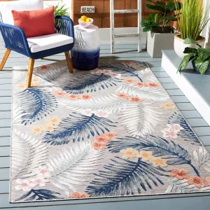 SAFAVIEH Cabana Collection Area Rug - 8' x 10', Grey & Navy, Tropical Design, Non-Shedding & Easy Care, Indoor/Outdoor & Washable-Ideal for Patio, Backyard, Mudroom (CBN451F)