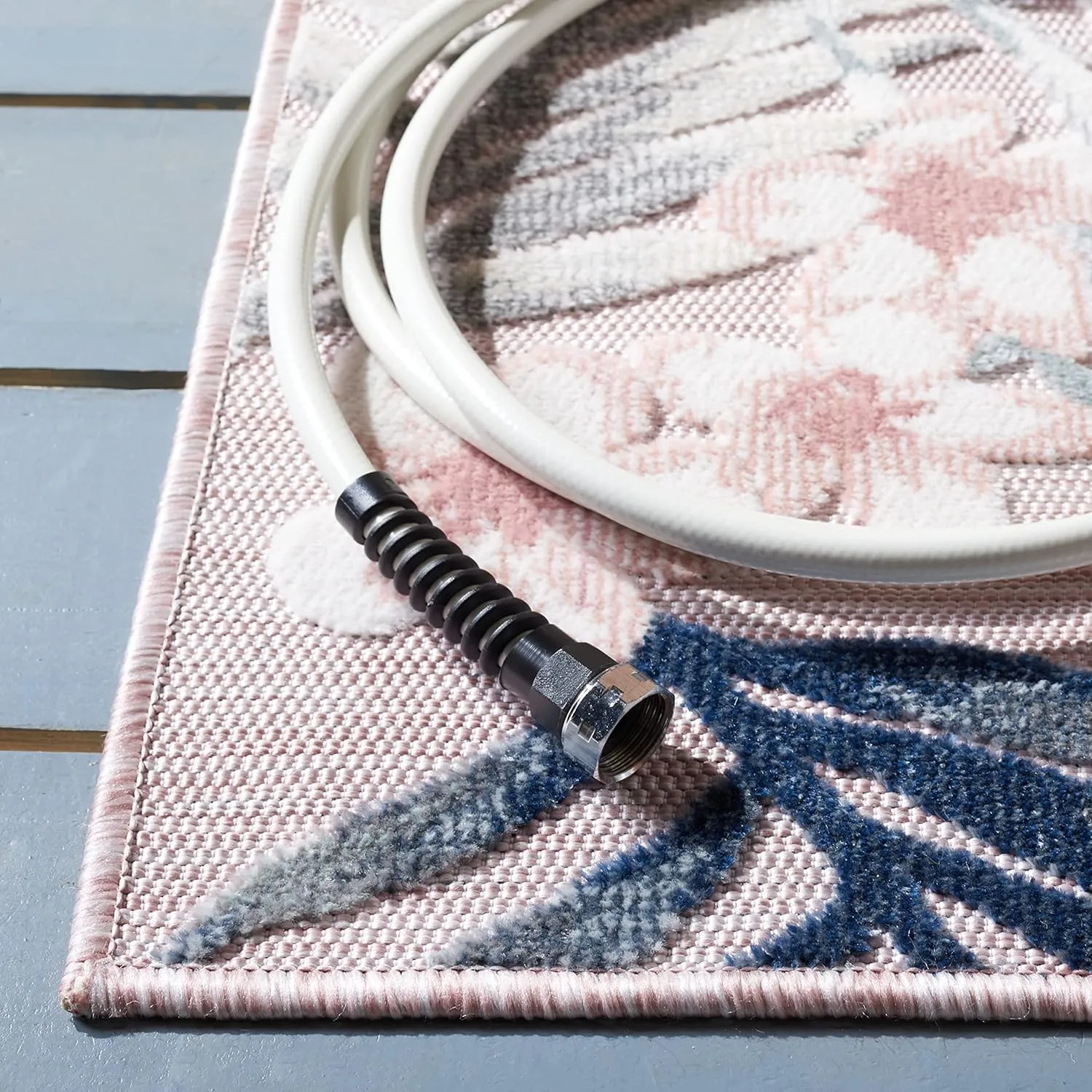 SAFAVIEH Cabana Collection Area Rug - 8' x 10', Pink & Grey, Tropical Design, Non-Shedding & Easy Care, Indoor/Outdoor & Washable-Ideal for Patio, Backyard, Mudroom (CBN451U)