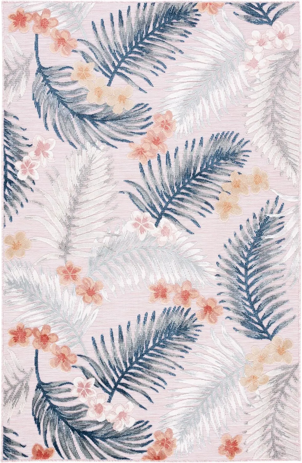 SAFAVIEH Cabana Collection Area Rug - 8' x 10', Pink & Grey, Tropical Design, Non-Shedding & Easy Care, Indoor/Outdoor & Washable-Ideal for Patio, Backyard, Mudroom (CBN451U)