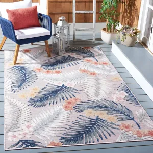 SAFAVIEH Cabana Collection Area Rug - 8' x 10', Pink & Grey, Tropical Design, Non-Shedding & Easy Care, Indoor/Outdoor & Washable-Ideal for Patio, Backyard, Mudroom (CBN451U)