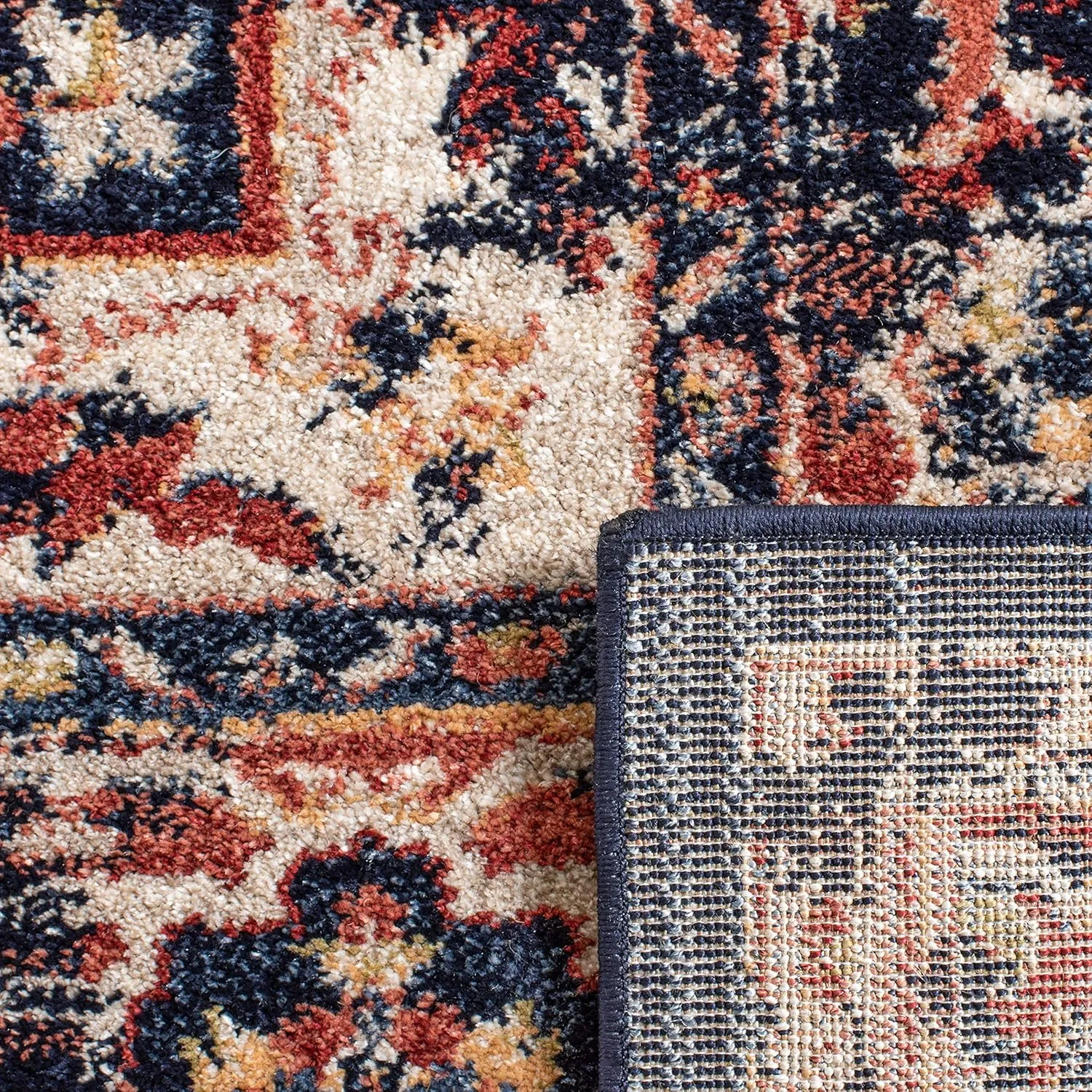 SAFAVIEH Charleston Collection Area Rug - 8' x 10', Navy & Red, Oriental Distressed Design, Non-Shedding & Easy Care, Ideal for High Traffic Areas in Living Room, Bedroom (CHL411L)