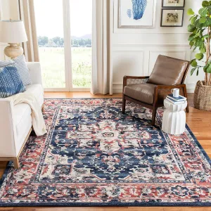 SAFAVIEH Charleston Collection Area Rug - 8' x 10', Navy & Red, Oriental Distressed Design, Non-Shedding & Easy Care, Ideal for High Traffic Areas in Living Room, Bedroom (CHL411L)