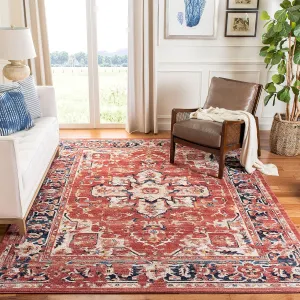 SAFAVIEH Charleston Collection Area Rug - 9' x 12', Red & Ivory, Oriental Distressed Design, Non-Shedding & Easy Care, Ideal for High Traffic Areas in Living Room, Bedroom (CHL411Q)