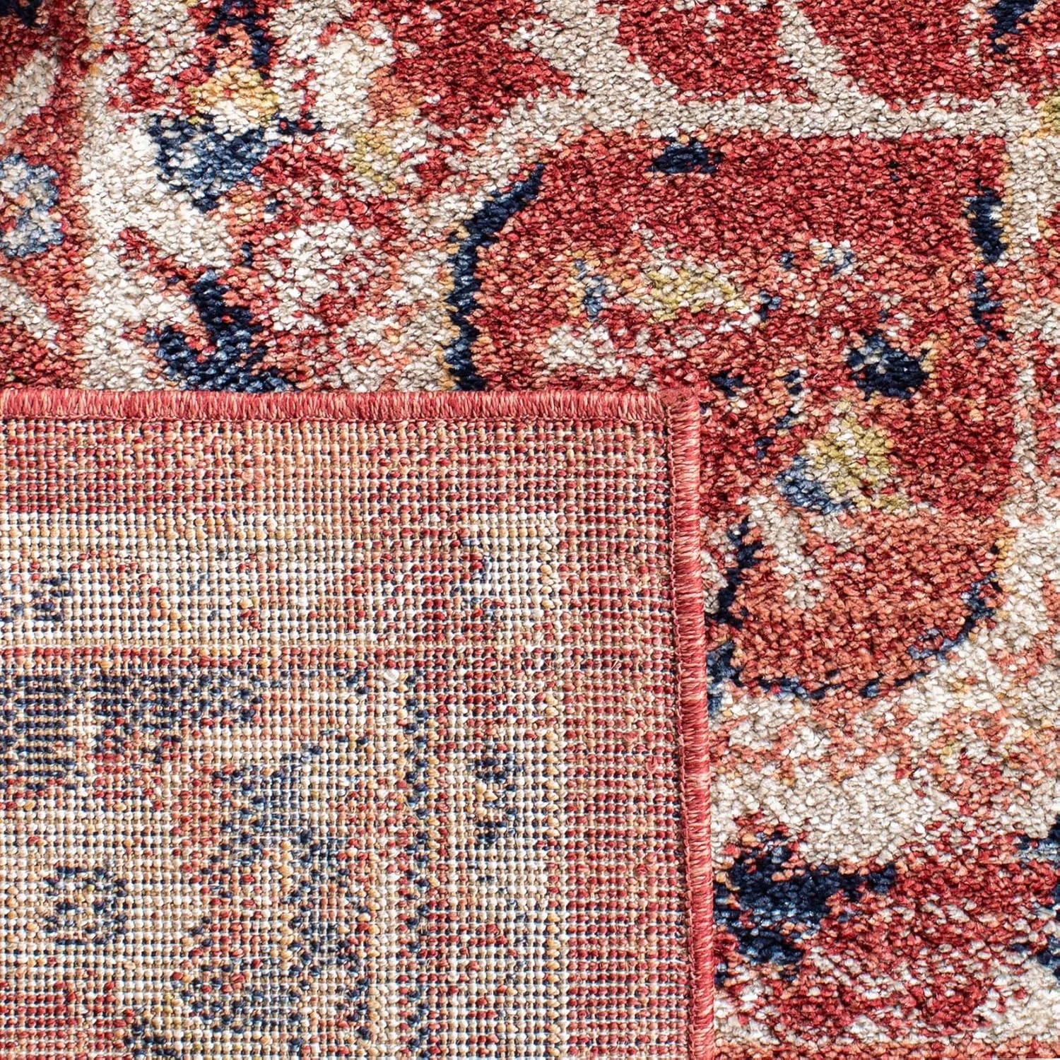SAFAVIEH Charleston Collection Area Rug - 9' x 12', Red & Ivory, Oriental Distressed Design, Non-Shedding & Easy Care, Ideal for High Traffic Areas in Living Room, Bedroom (CHL411Q)
