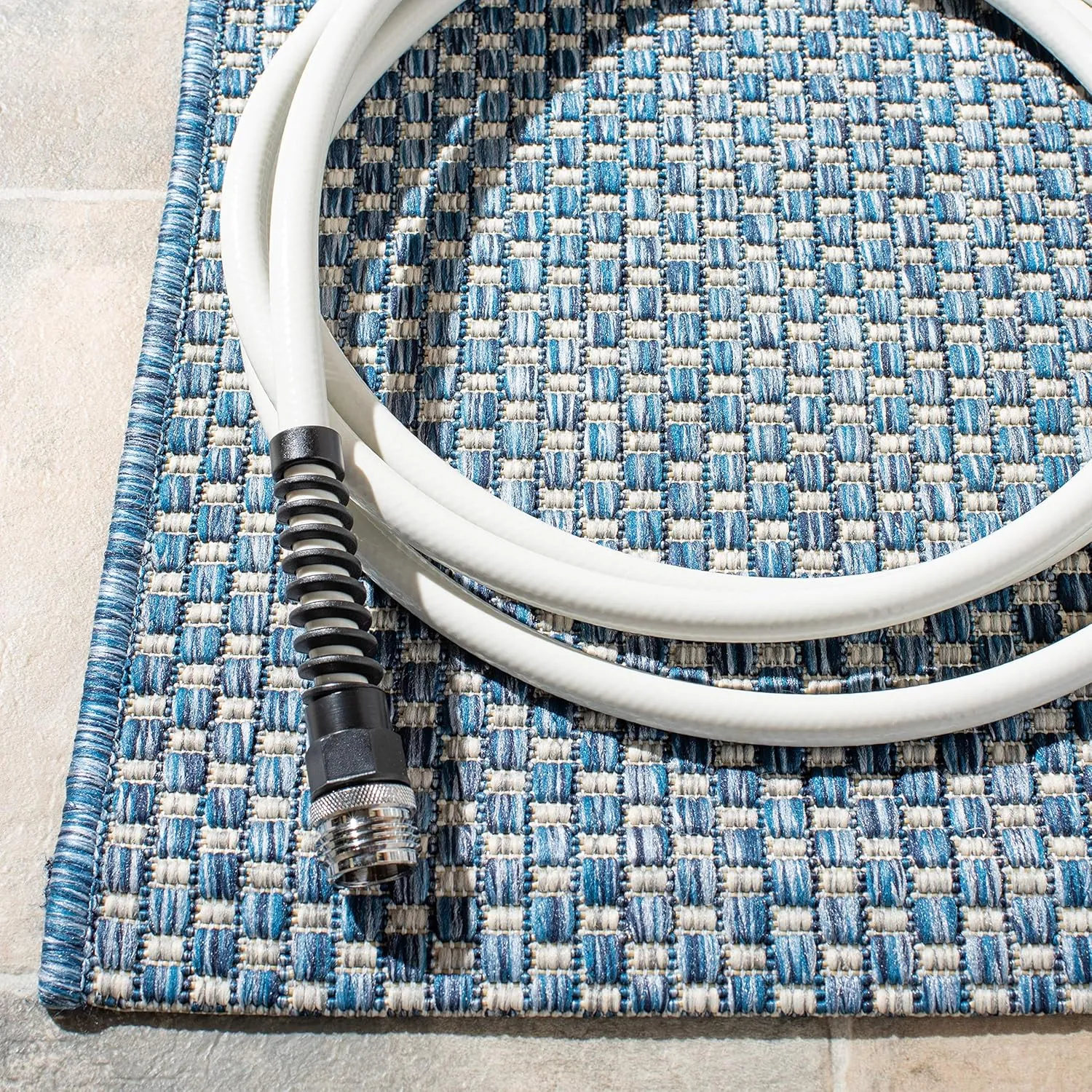 SAFAVIEH Courtyard Collection 2'3" x 20' Navy/Grey CY8521 Indoor/ Outside Waterproof Easy cleansingPatio Backyard Mudroom Runner Mat