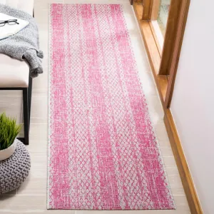 SAFAVIEH Courtyard Collection 2'3" x 6'7" Light Grey/Fuchsia CY8736 Indoor/ Outdoor Waterproof Easy Cleaning Patio Backyard Mudroom Runner Rug