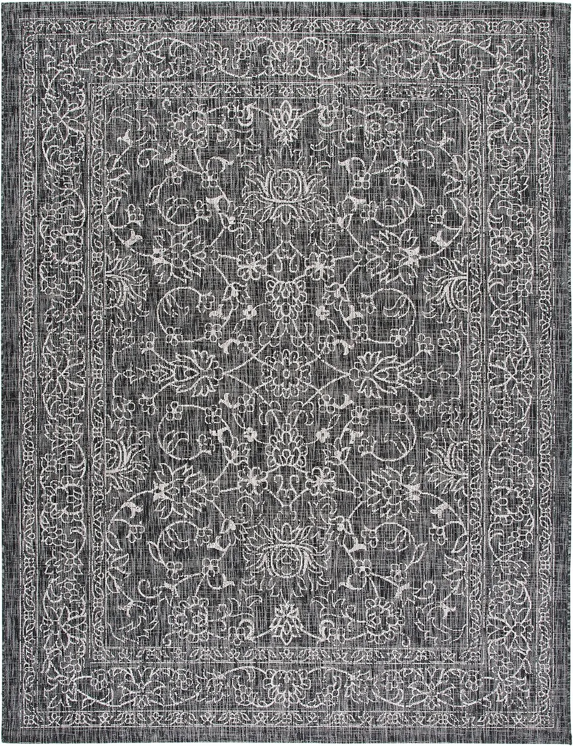 SAFAVIEH Courtyard Collection 8' x 10' Black/Ivory CY8680 Indoor-Outdoor Waterproof Easy-Cleaning Patio Backyard Mudroom Area-Rug