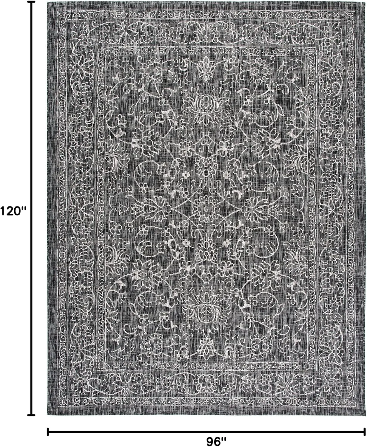 SAFAVIEH Courtyard Collection 8' x 10' Black/Ivory CY8680 Indoor-Outdoor Waterproof Easy-Cleaning Patio Backyard Mudroom Area-Rug