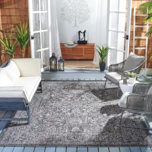 SAFAVIEH Courtyard Collection 8' x 10' Black/Ivory CY8680 Indoor-Outdoor Waterproof Easy-Cleaning Patio Backyard Mudroom Area-Rug