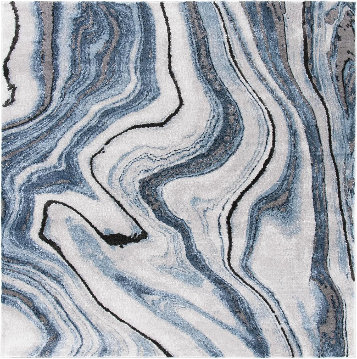 SAFAVIEH Craft Collection 9' Square Blue/Grey CFT819M Modern Abstract Non-Shedding Living Room Bedroom Dining Home Office Area Rug