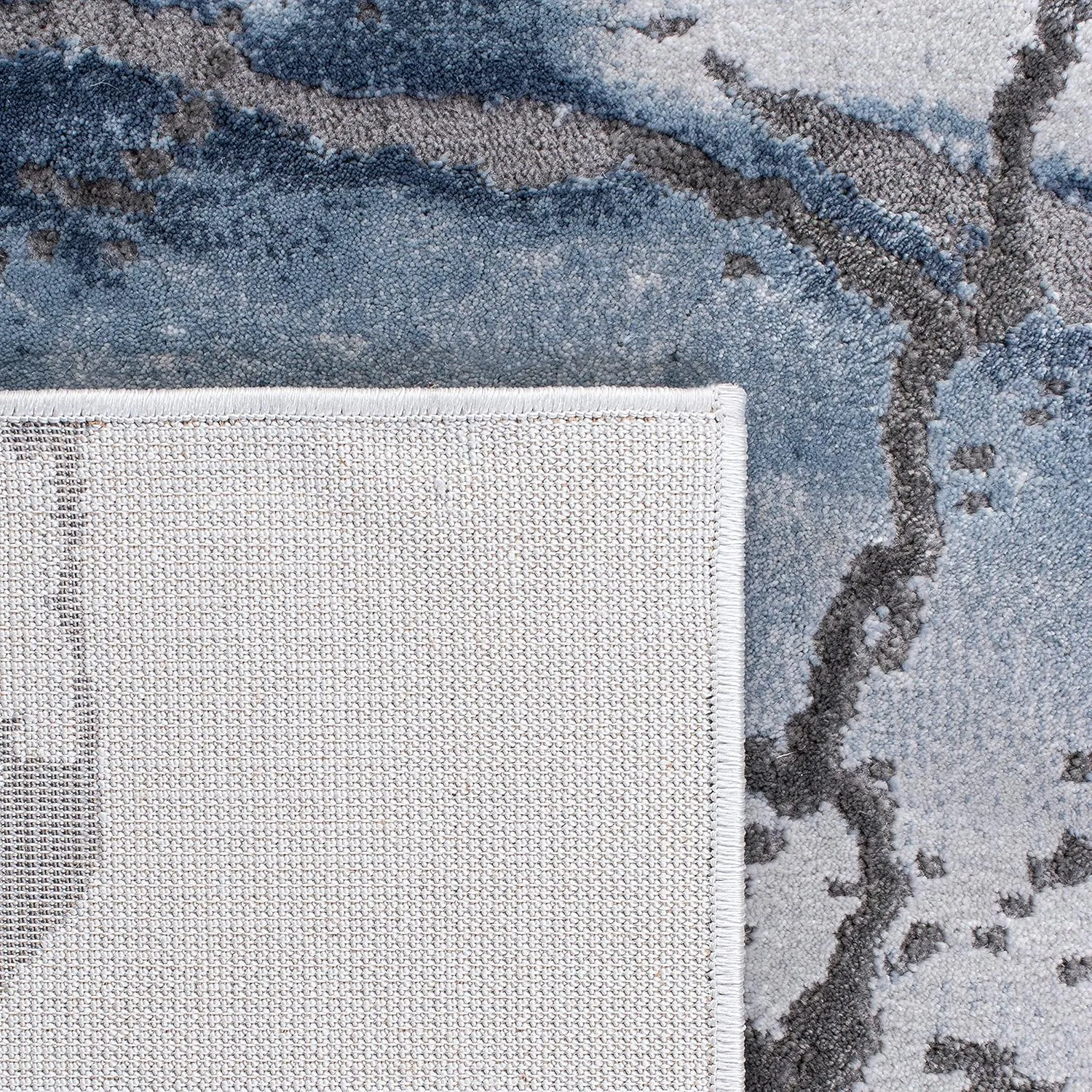 SAFAVIEH Craft Collection Area Rug - 6'7" x 9', Grey & Blue, Modern Abstract Design, Non-Shedding & Easy Care, Ideal for High Traffic Areas in Living Room, Bedroom (CFT877L)