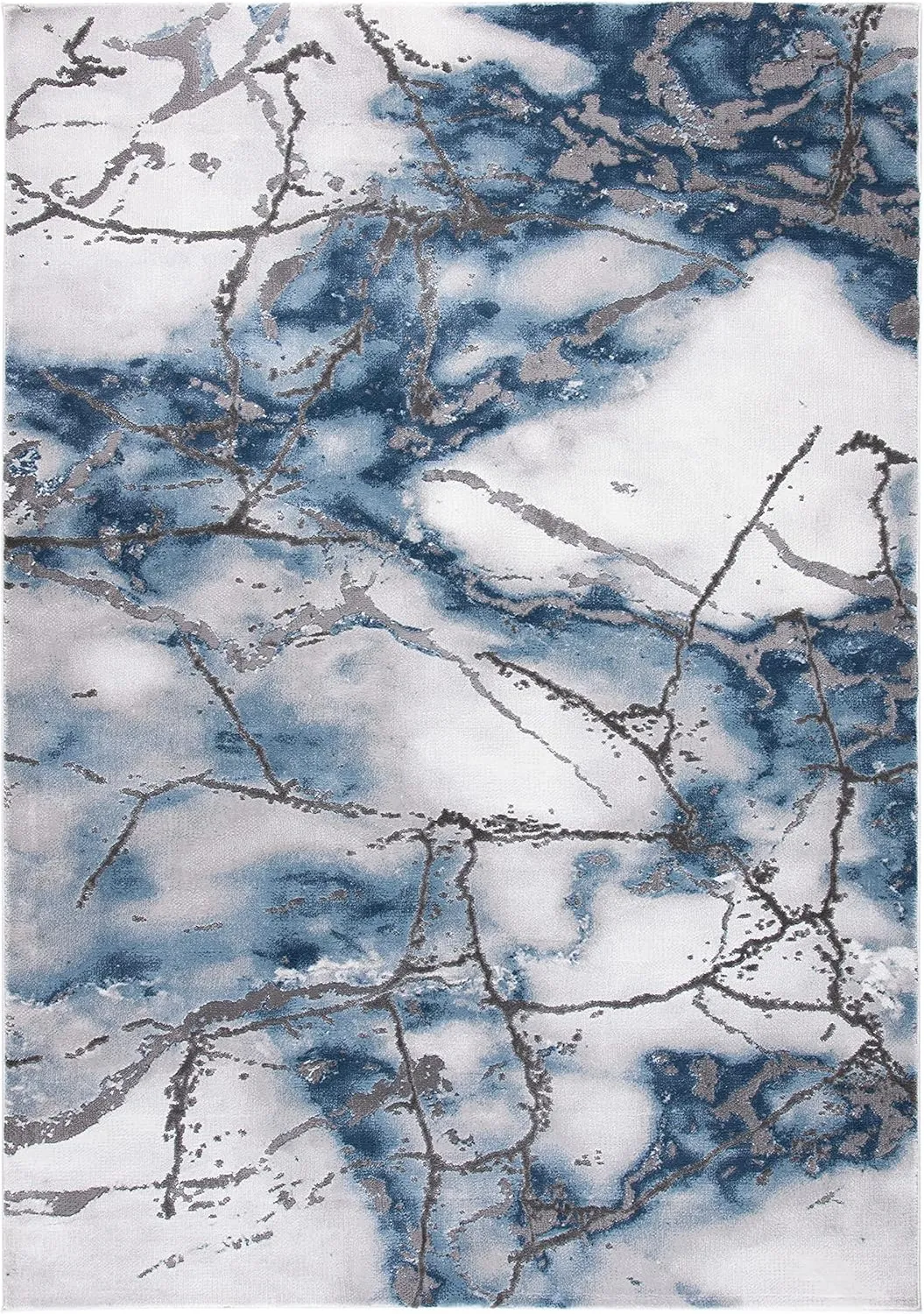 SAFAVIEH Craft Collection Area Rug - 6'7" x 9', Grey & Blue, Modern Abstract Design, Non-Shedding & Easy Care, Ideal for High Traffic Areas in Living Room, Bedroom (CFT877L)