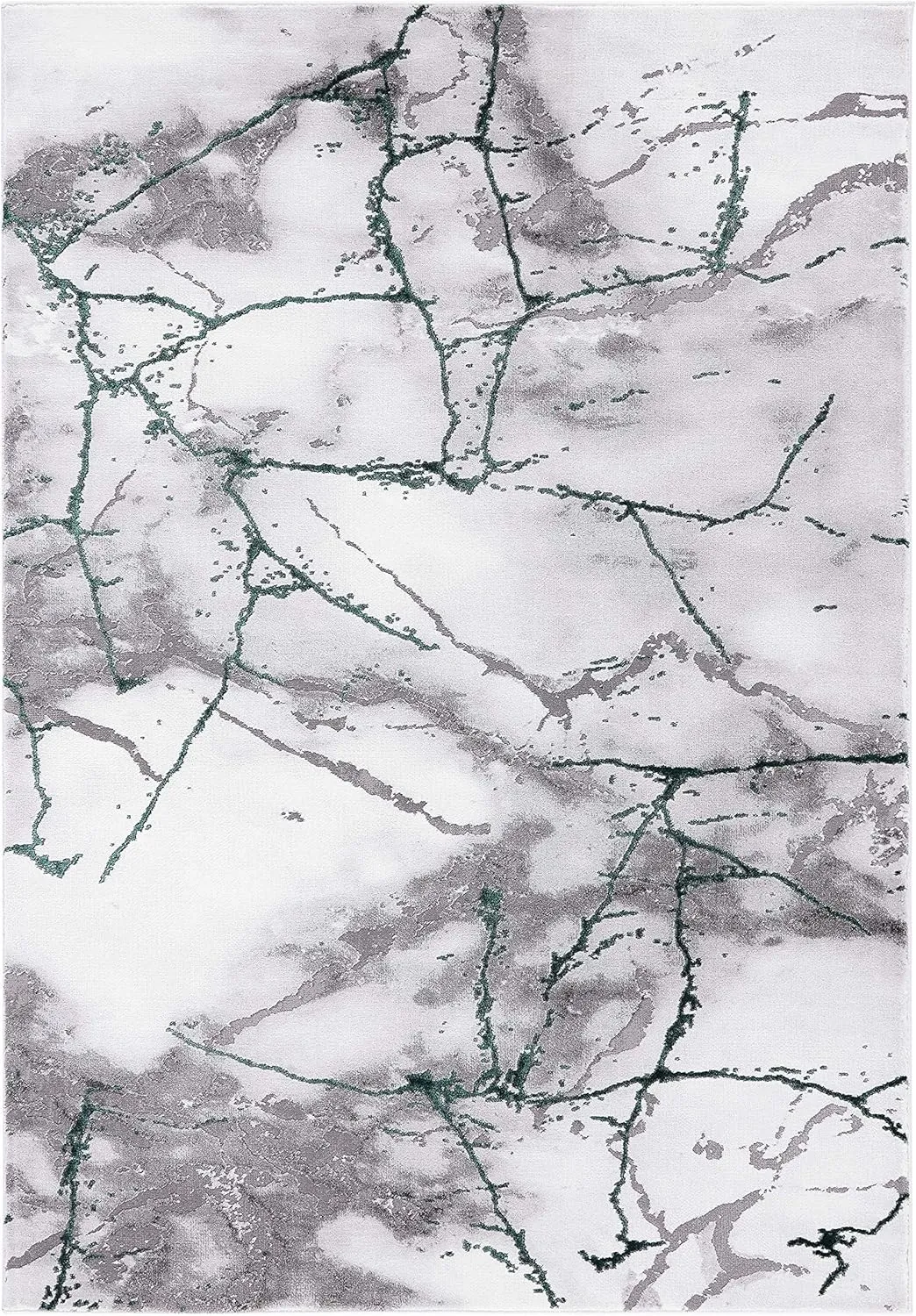 SAFAVIEH Craft Collection Area Rug - 6'7" x 9', Grey & Green, Modern Abstract Design, Non-Shedding & Easy Care, Ideal for High Traffic Areas in Living Room, Bedroom (CFT877Y)