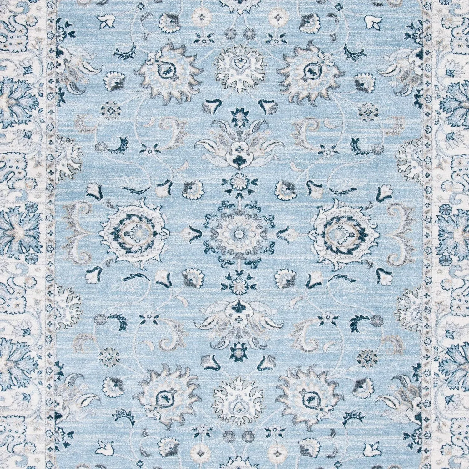 SAFAVIEH Isabella Collection Area Rug - 9' x 12', Light Blue & Cream, Oriental Design, Non-Shedding & Easy Care, Ideal for High Traffic Areas in Living Room, Bedroom (ISA940M)