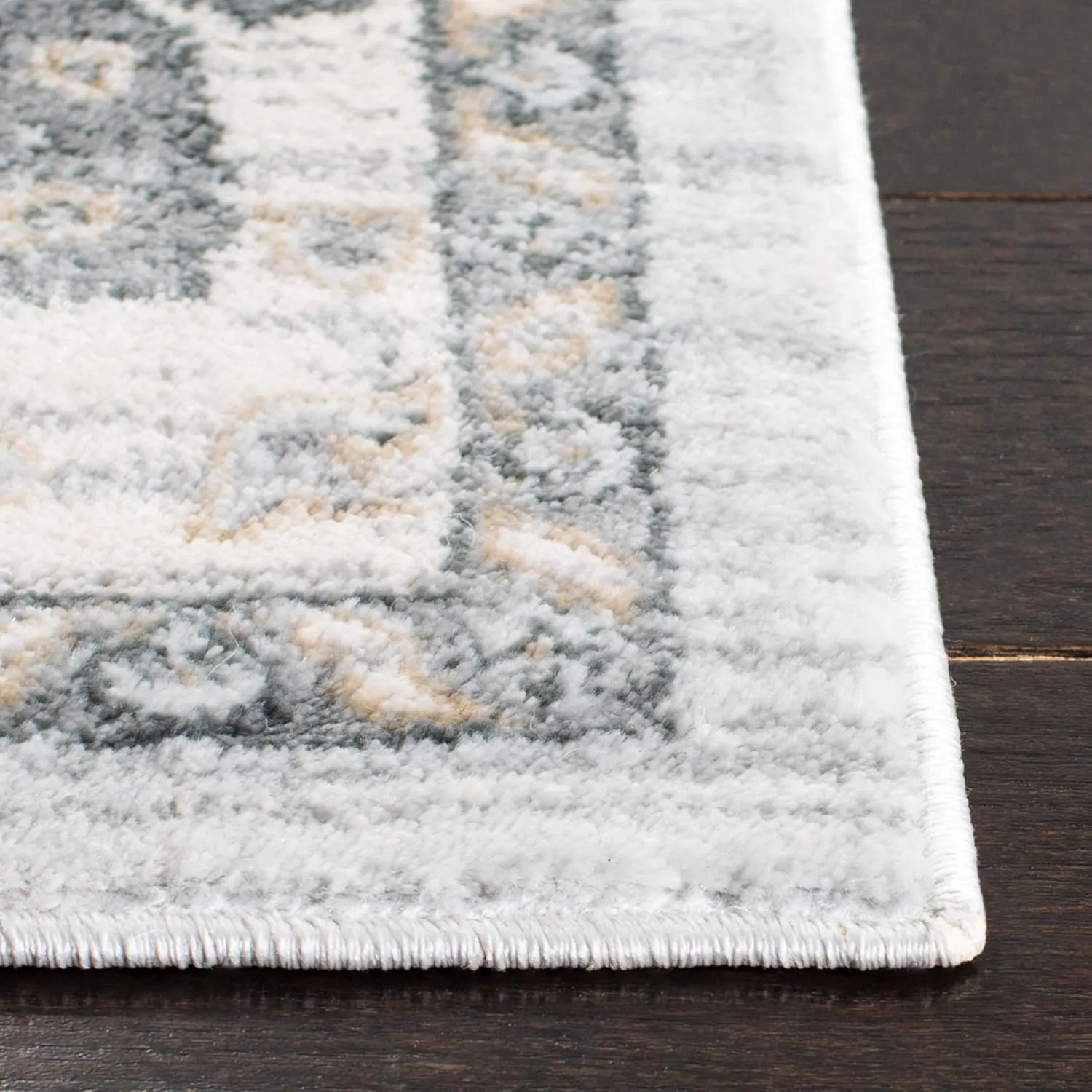 SAFAVIEH Isabella Collection Area Rug - 9' x 12', Light Grey & Cream, Oriental Design, Non-Shedding & Easy Care, Ideal for High Traffic Areas in Living Room, Bedroom (ISA940G)