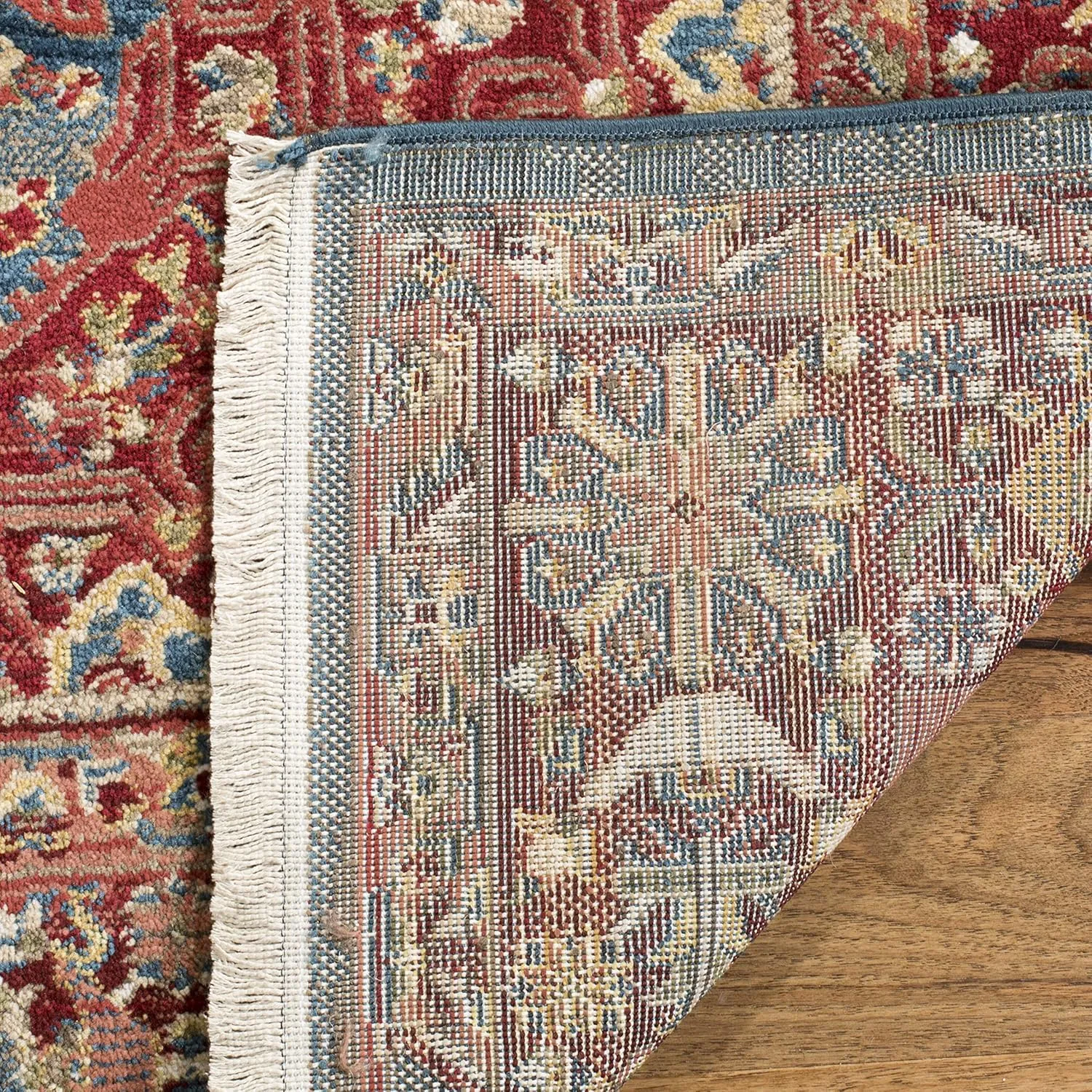 SAFAVIEH Kashan Collection Area Rug - 5'1" x 7'5", Blue & Red, Traditional Oriental Design, Non-Shedding & Easy Care, Ideal for High Traffic Areas in Living Room, Bedroom (KSN305A)