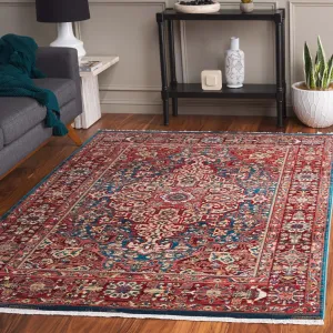 SAFAVIEH Kashan Collection Area Rug - 5'1" x 7'5", Blue & Red, Traditional Oriental Design, Non-Shedding & Easy Care, Ideal for High Traffic Areas in Living Room, Bedroom (KSN305A)