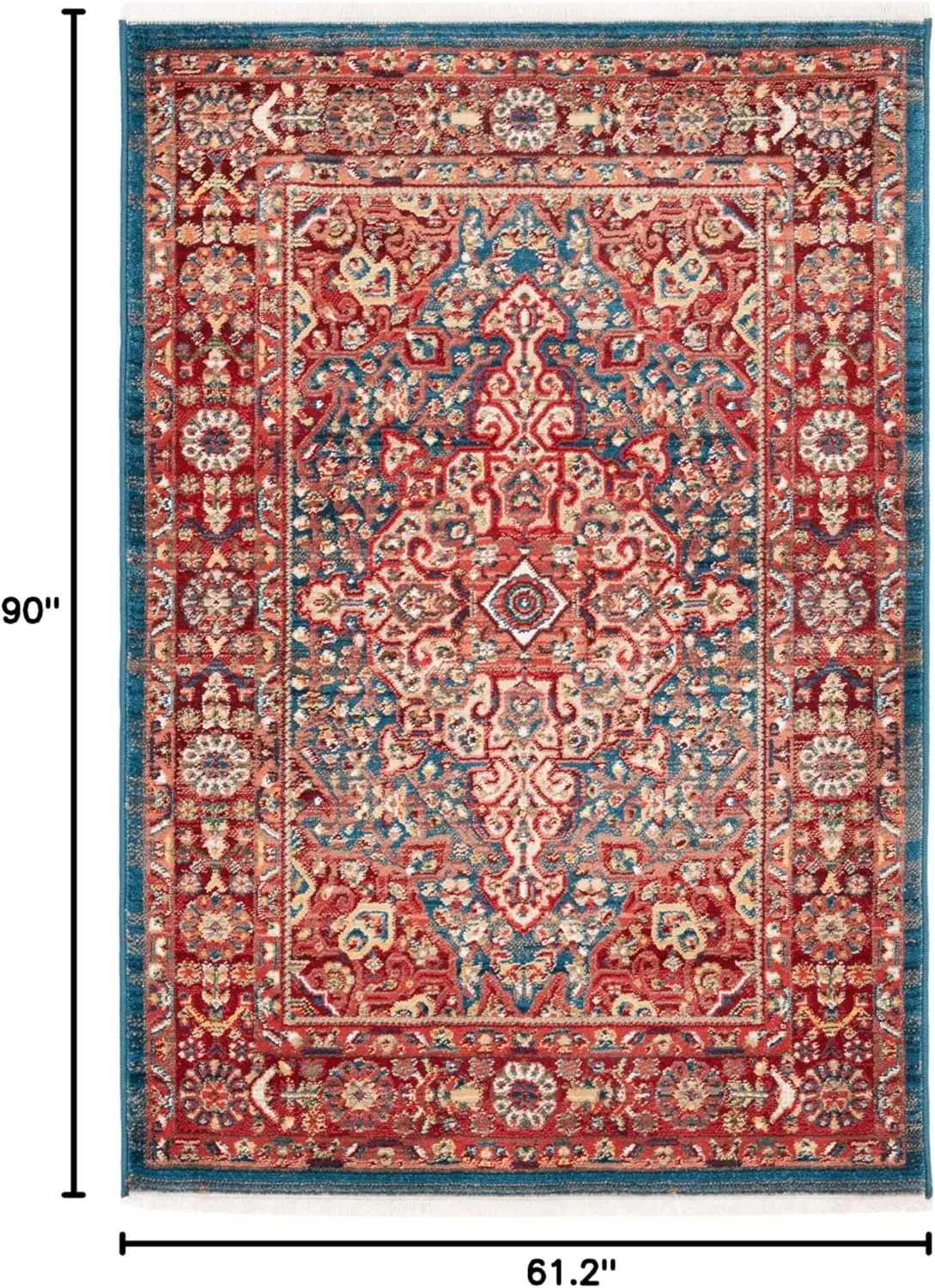 SAFAVIEH Kashan Collection Area Rug - 5'1" x 7'5", Blue & Red, Traditional Oriental Design, Non-Shedding & Easy Care, Ideal for High Traffic Areas in Living Room, Bedroom (KSN305A)