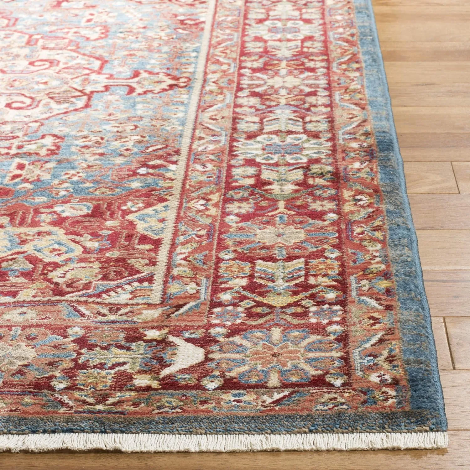 SAFAVIEH Kashan Collection Area Rug - 5'1" x 7'5", Blue & Red, Traditional Oriental Design, Non-Shedding & Easy Care, Ideal for High Traffic Areas in Living Room, Bedroom (KSN305A)