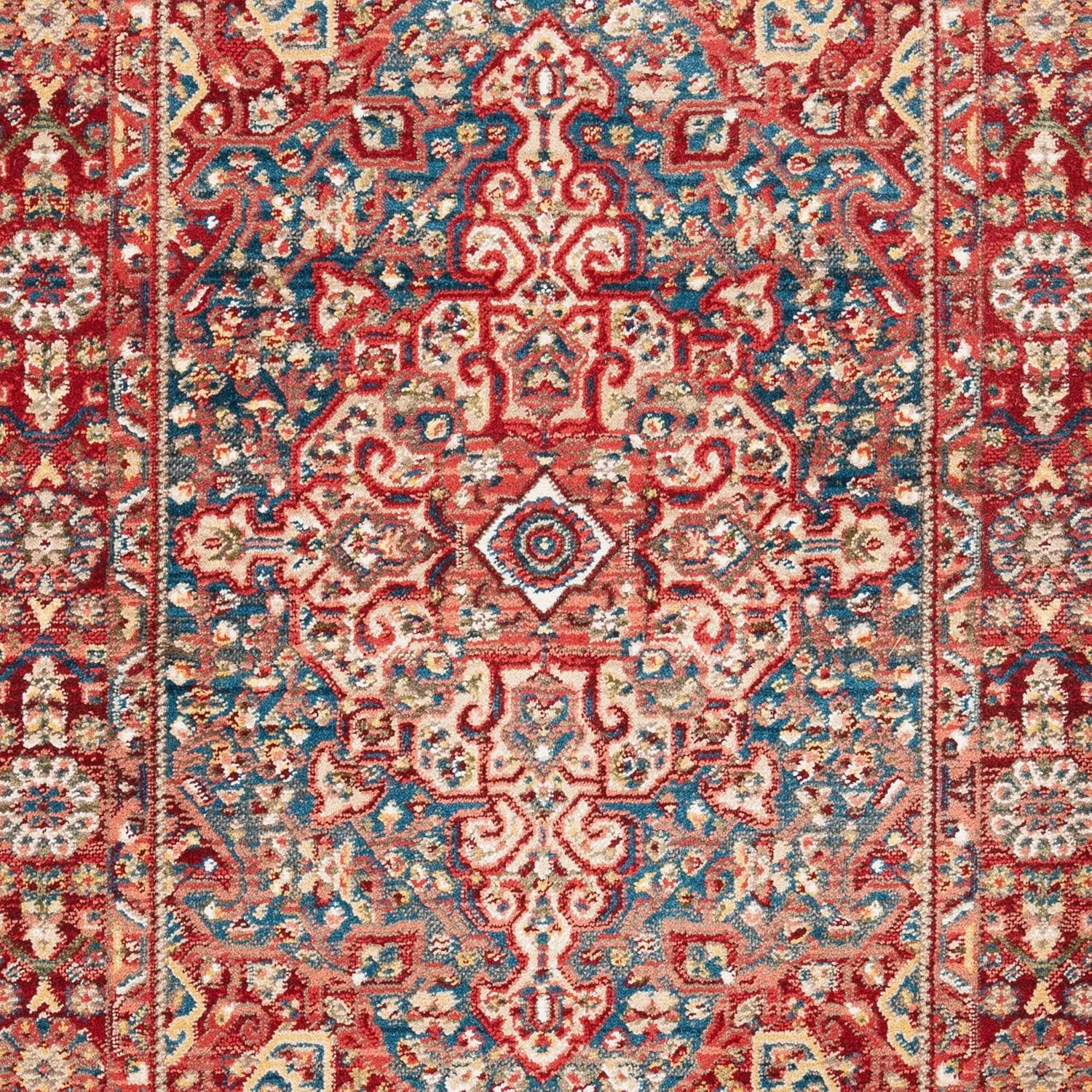 SAFAVIEH Kashan Collection Area Rug - 5'1" x 7'5", Blue & Red, Traditional Oriental Design, Non-Shedding & Easy Care, Ideal for High Traffic Areas in Living Room, Bedroom (KSN305A)