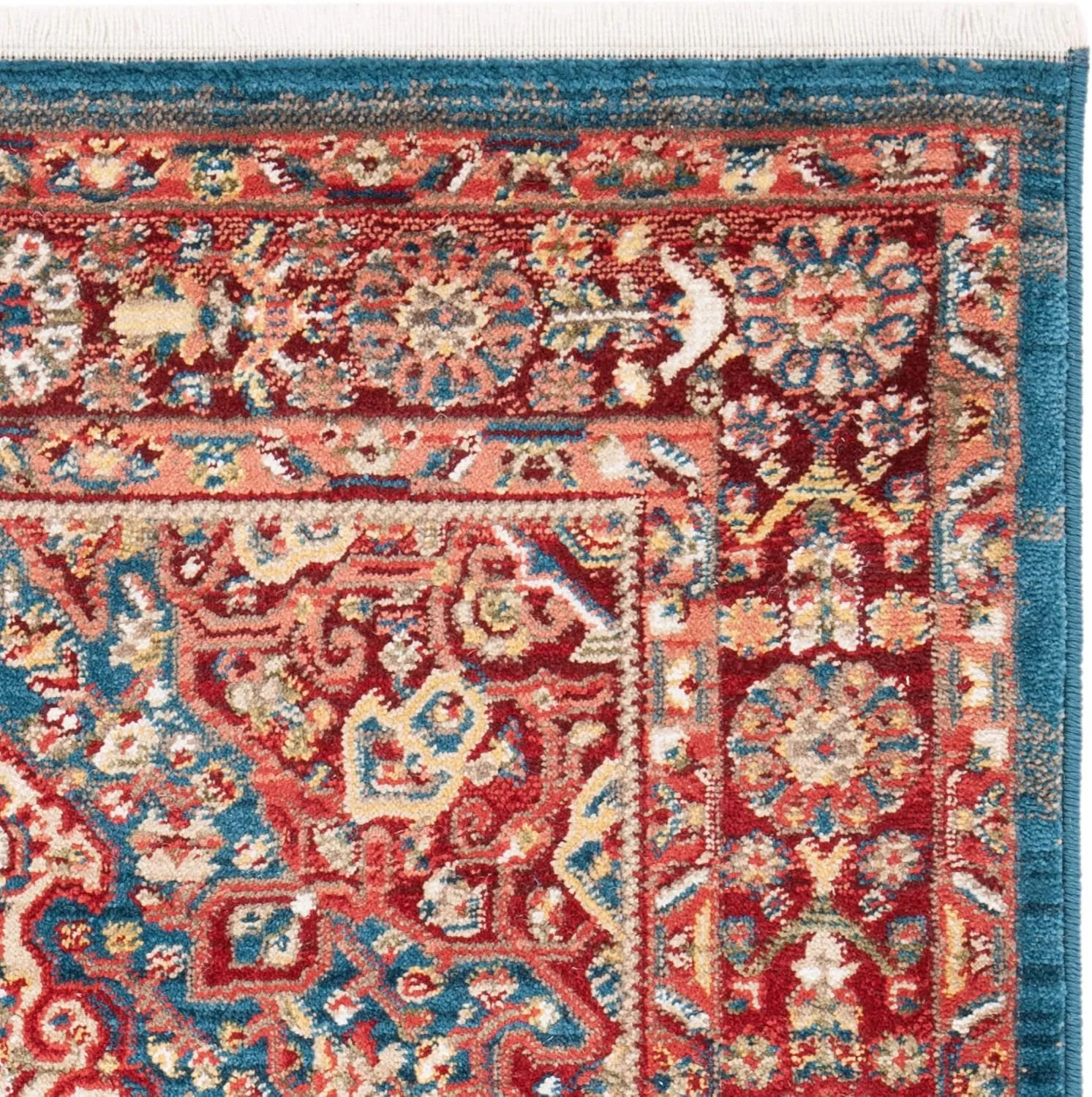 SAFAVIEH Kashan Collection Area Rug - 5'1" x 7'5", Blue & Red, Traditional Oriental Design, Non-Shedding & Easy Care, Ideal for High Traffic Areas in Living Room, Bedroom (KSN305A)