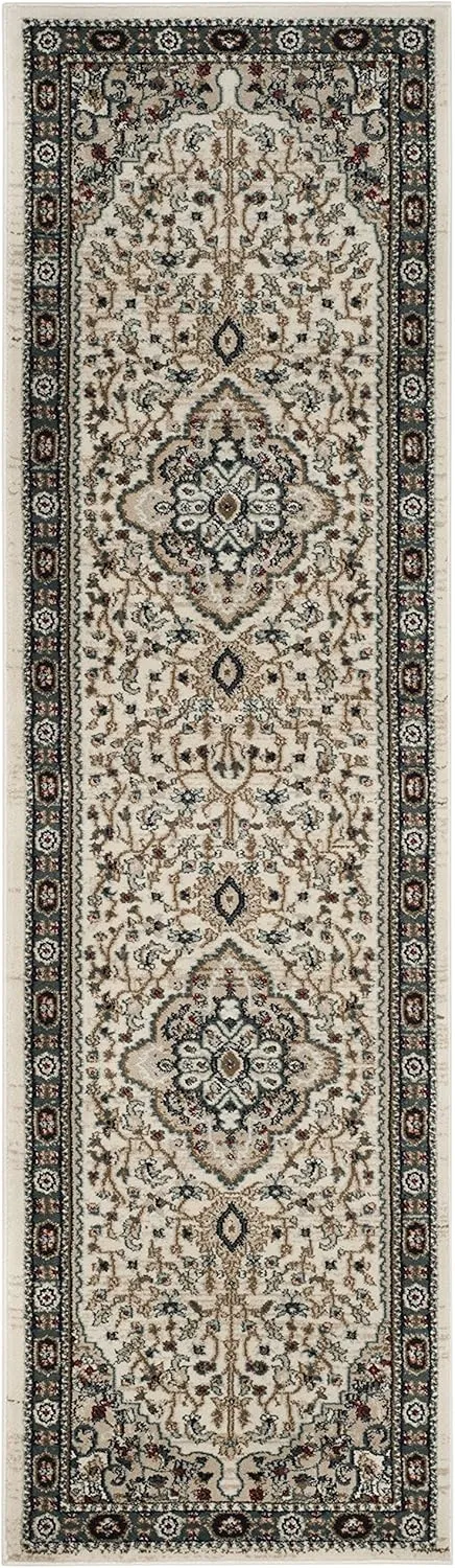 SAFAVIEH Lyndhurst Collection Area Rug - 2'3" x 6' Runner, Cream/Beige, Geometric Design, Ideal for High Traffic Areas in Living Room, Bedroom, Dining (LNH338B)