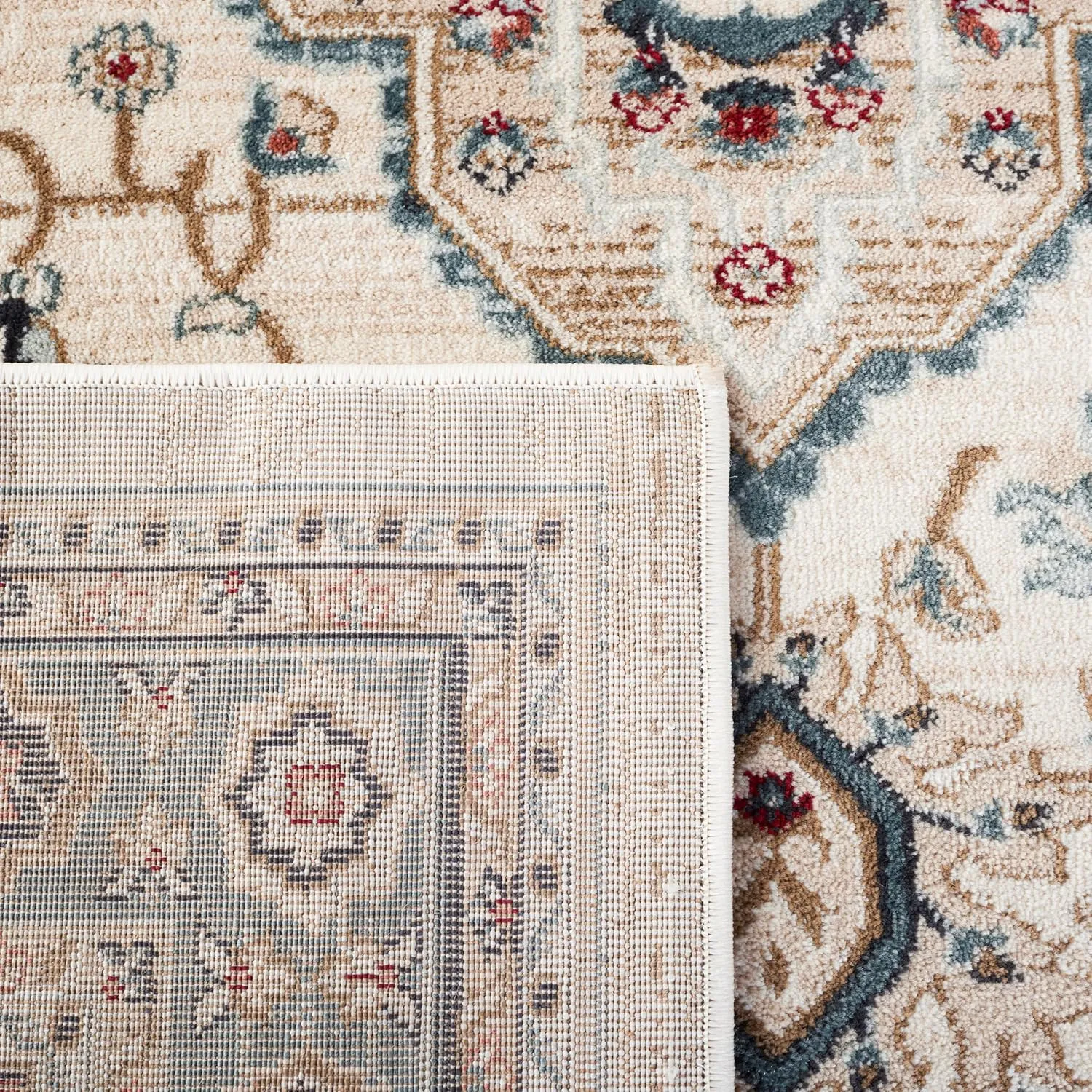 SAFAVIEH Lyndhurst Collection Area Rug - 2'3" x 6' Runner, Cream/Beige, Geometric Design, Ideal for High Traffic Areas in Living Room, Bedroom, Dining (LNH338B)