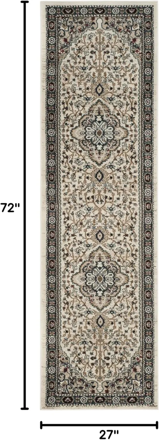 SAFAVIEH Lyndhurst Collection Area Rug - 2'3" x 6' Runner, Cream/Beige, Geometric Design, Ideal for High Traffic Areas in Living Room, Bedroom, Dining (LNH338B)