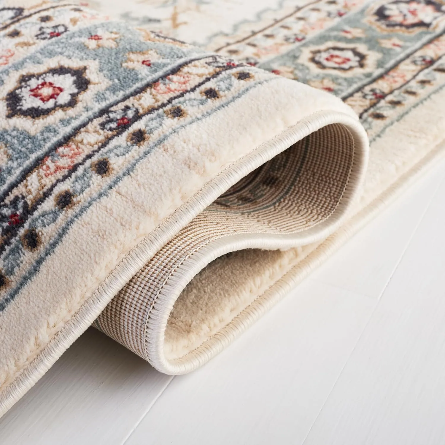SAFAVIEH Lyndhurst Collection Area Rug - 2'3" x 6' Runner, Cream/Beige, Geometric Design, Ideal for High Traffic Areas in Living Room, Bedroom, Dining (LNH338B)