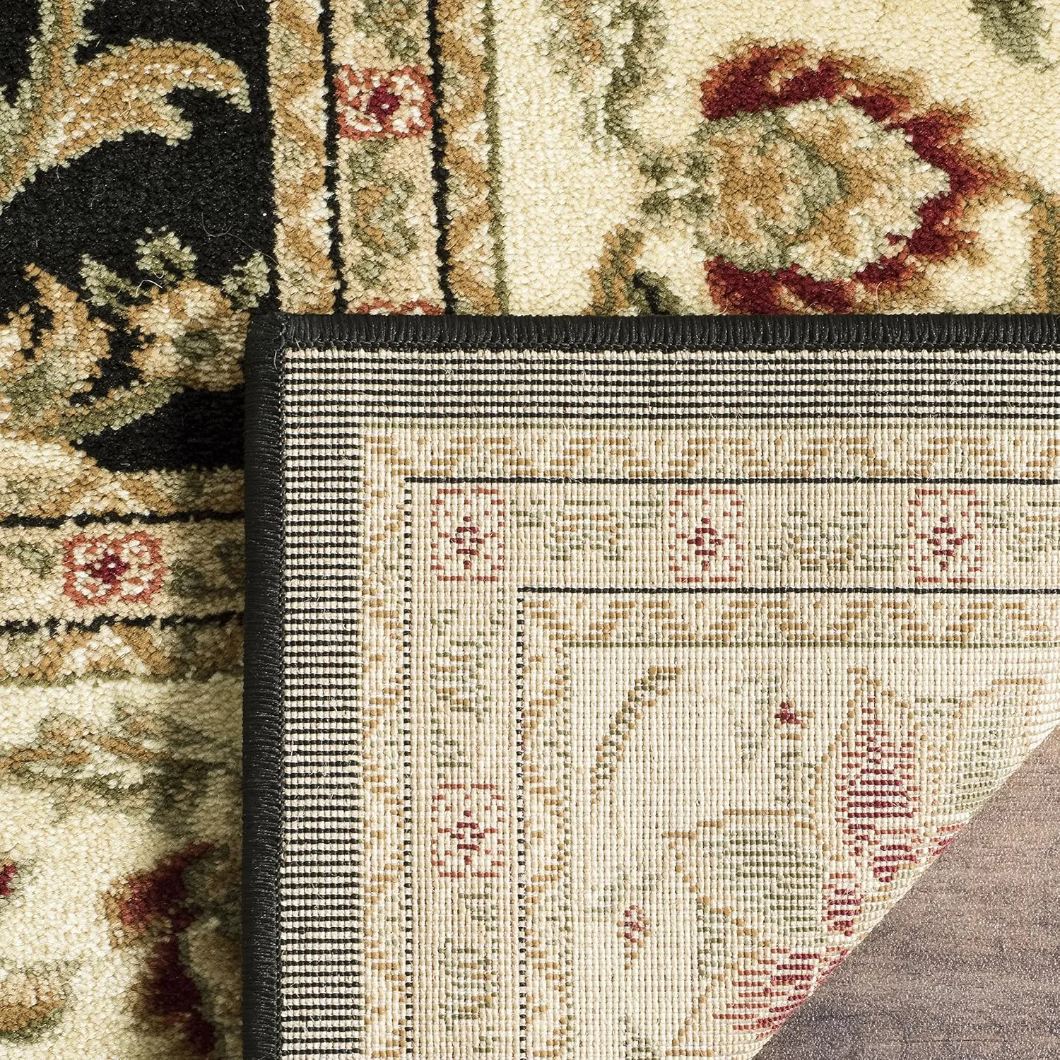 SAFAVIEH Lyndhurst Collection Area Rug - 8' x 11', Black & Ivory, Traditional Oriental Design, Non-Shedding & Easy Care, Ideal for High Traffic Areas in Living Room, Bedroom (LNH212A)