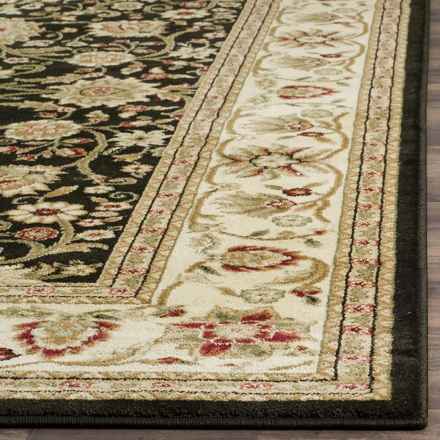 SAFAVIEH Lyndhurst Collection Area Rug - 8' x 11', Black & Ivory, Traditional Oriental Design, Non-Shedding & Easy Care, Ideal for High Traffic Areas in Living Room, Bedroom (LNH212A)